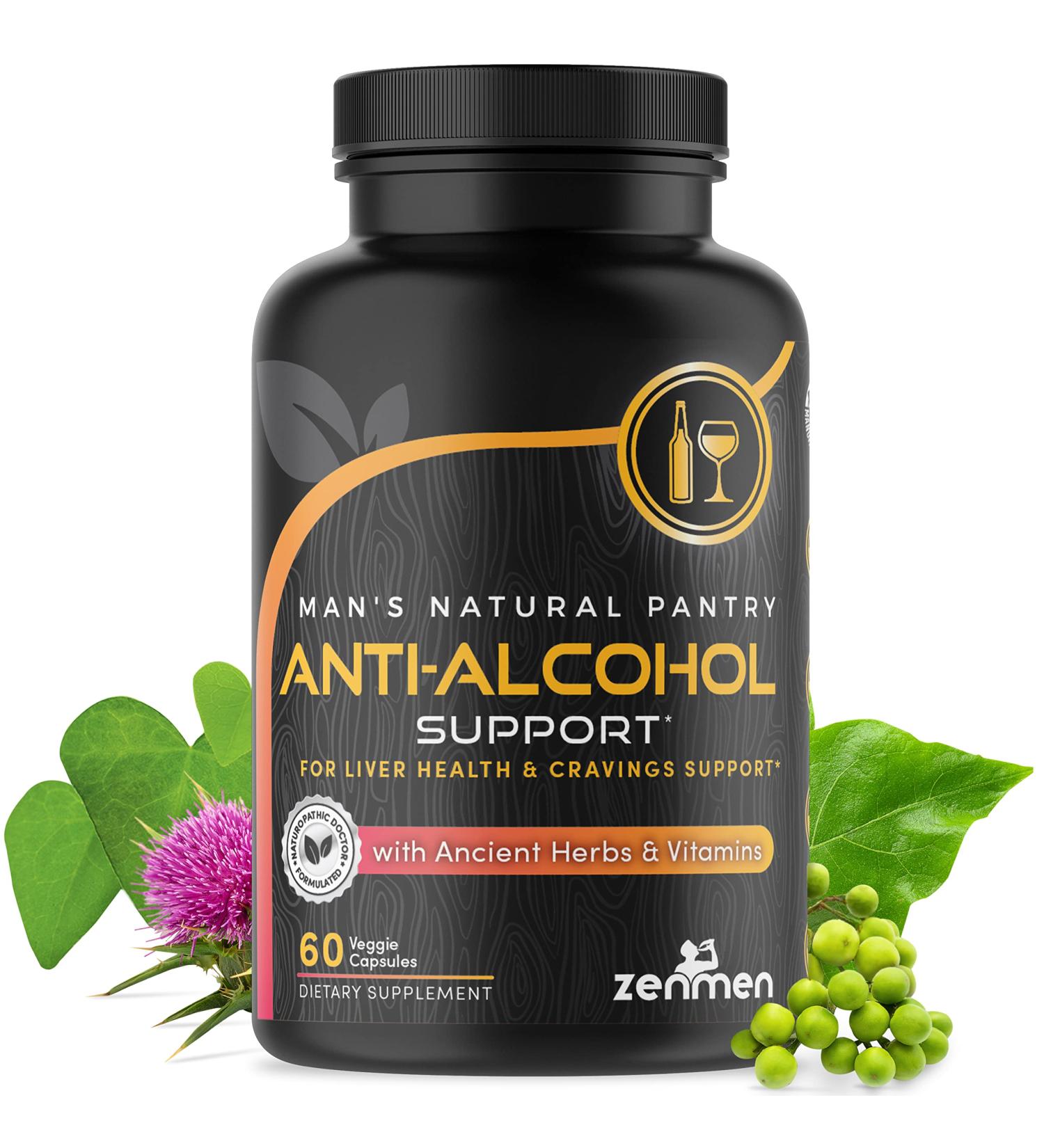 Anti-Alcohol Cravings Management with Liver Detox & Energy Boost - DHM, Kudzu, Milk Thistle, Jurubeba, Chanca Piedra, Glutathione Support - 5HTP - 60 Vegan Capsules - Buy Online on GoSupps.com