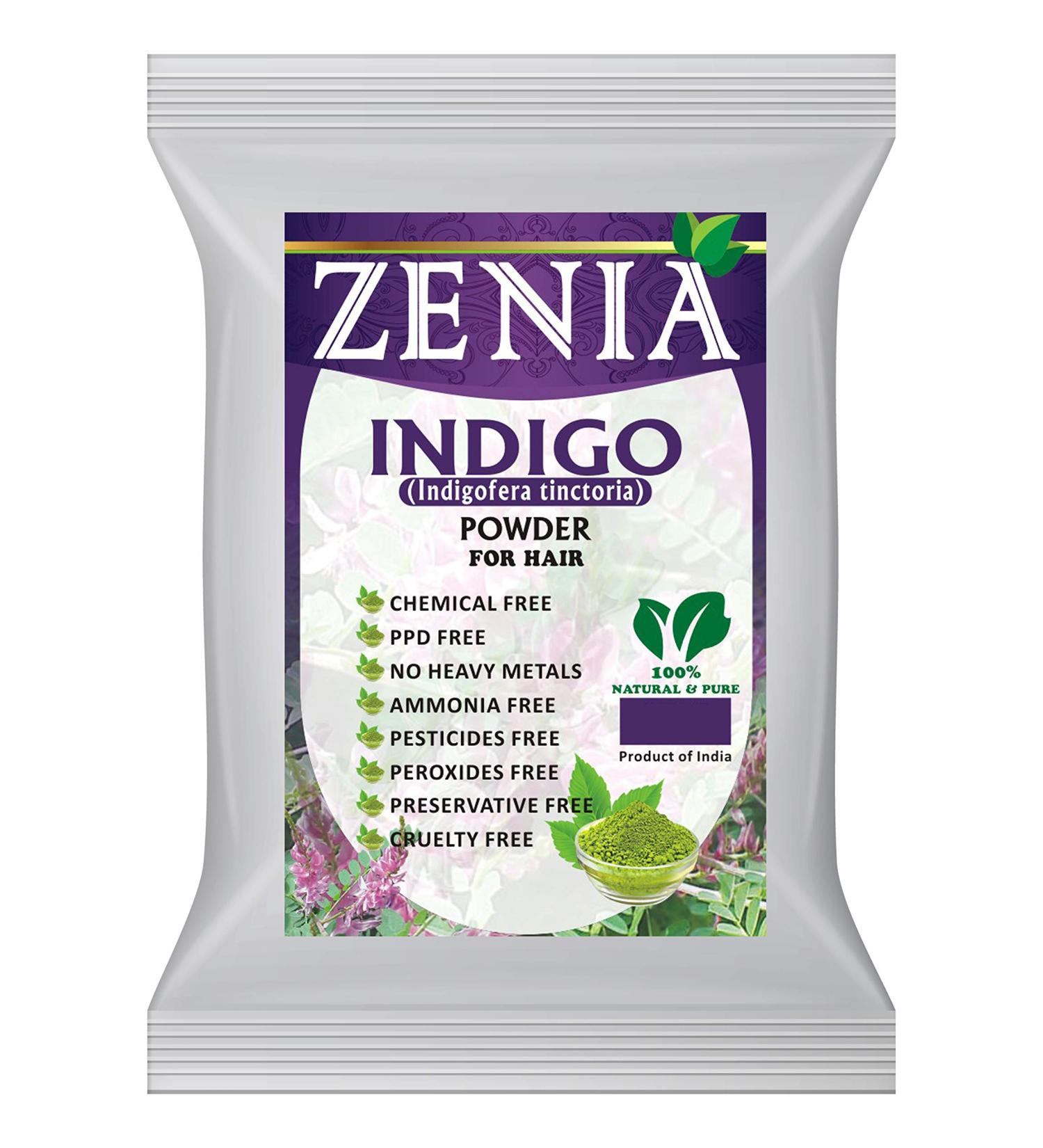 Zenia Indigo Powder 500g (17.64oz) - 100% Pure Indigofera Tinctoria for Hair/Beard Dye | Natural & Preservative-Free - Buy Online on GoSupps.com