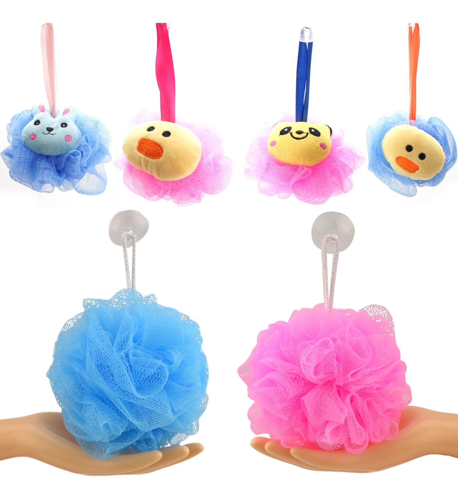 Star Brand Long Lasting Bath Sponge 6 Count | Heavy Mesh Pouf with Suction Cup | Exfoliating Shower Scrubber | Assorted Colors | Quality Bathing Essentials - Buy Online on GoSupps.com