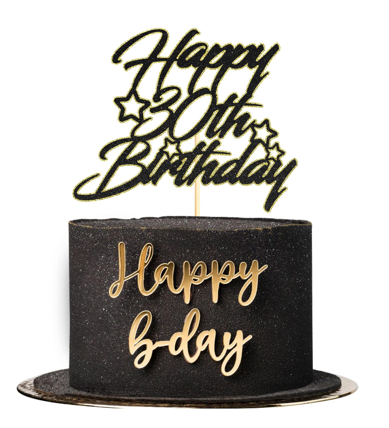 Sotpot Black Gold Glitter 30th Birthday Cake Topper Double Layers 30th Cake Topper for Woman Man 30th Birthday Party Cake Decoration Supplies - Buy Online on GoSupps.com