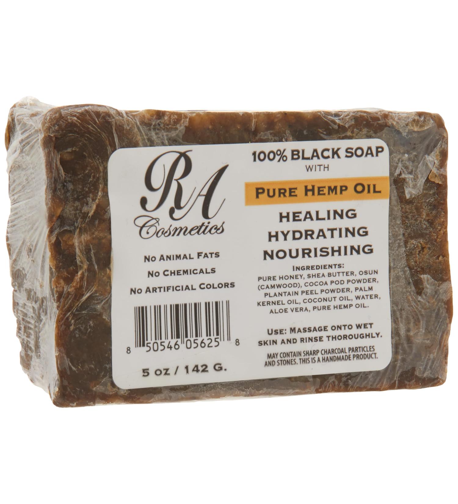 Buy RA COSMETICS 100% African Black Soap with Hemp Oil 5 oz | Natural Skincare International Shipping Available - Buy Online on GoSupps.com