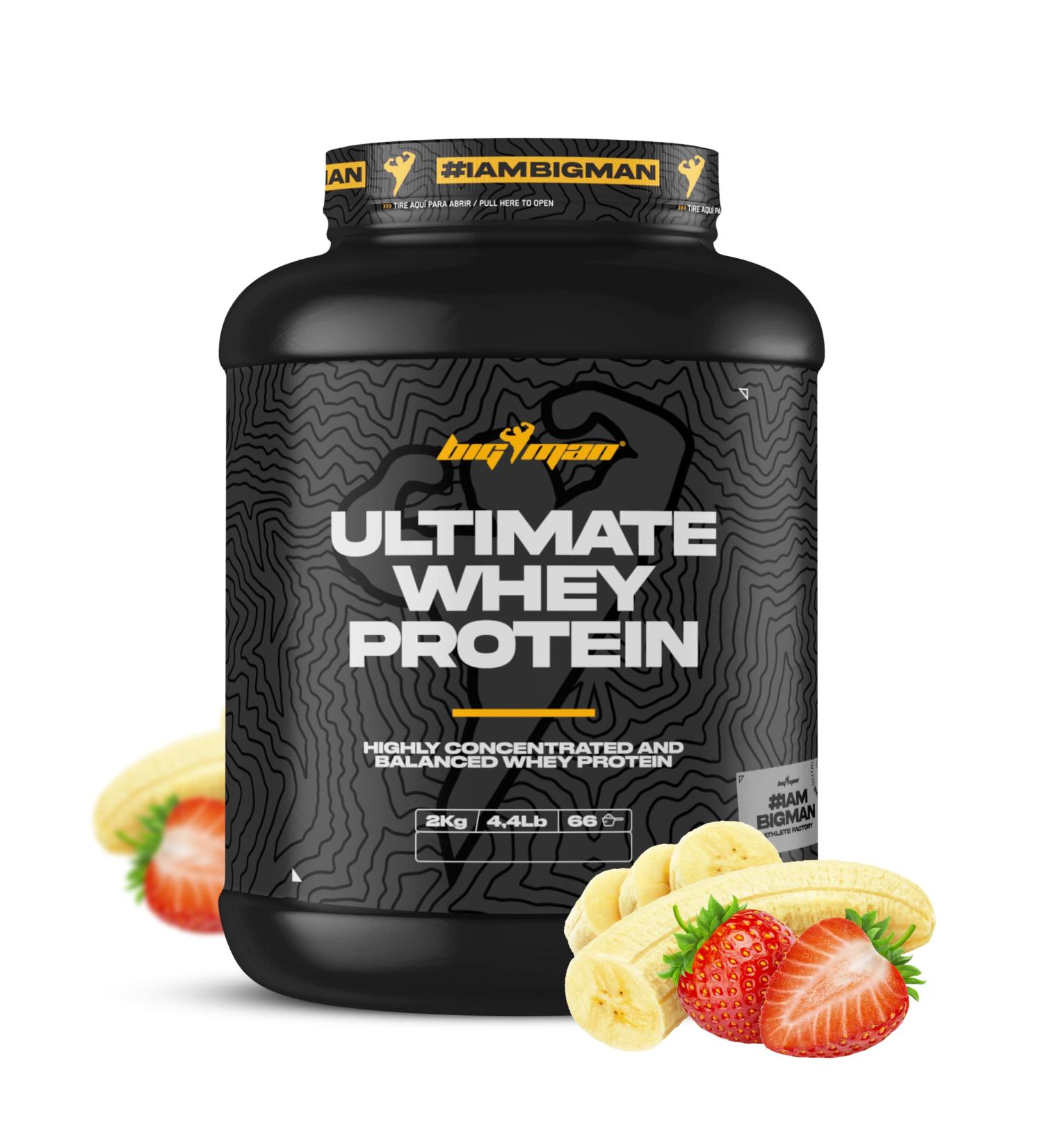 Big Man Bigman - Ultimate Whey Protein (2kg) - Whey protein - Enriched with amino acids - Strawberry Banana