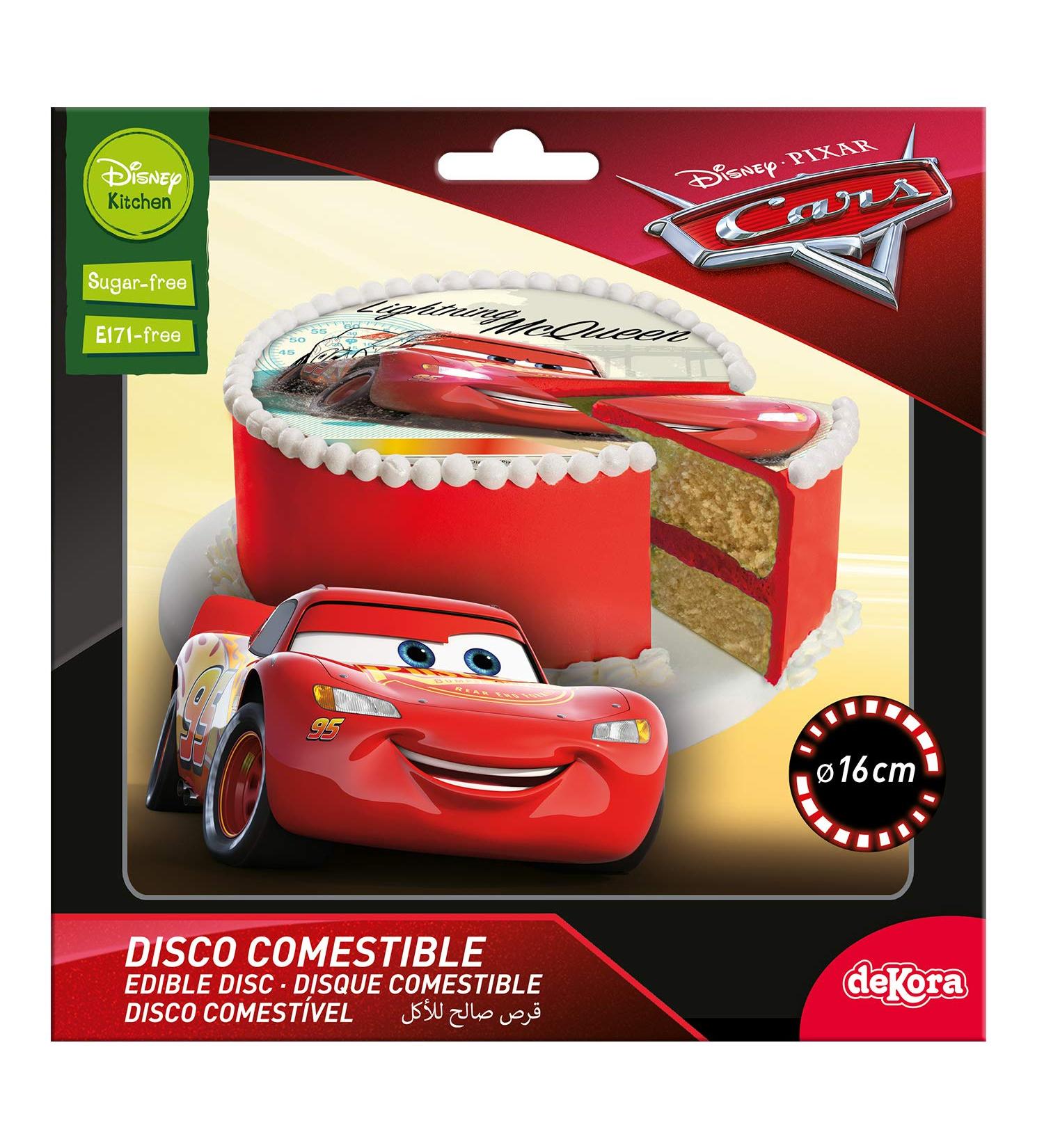Dekora - Cars Lightning McQueen Disney Wafer Disk Children's Birthday Cake Decoration 6.3"