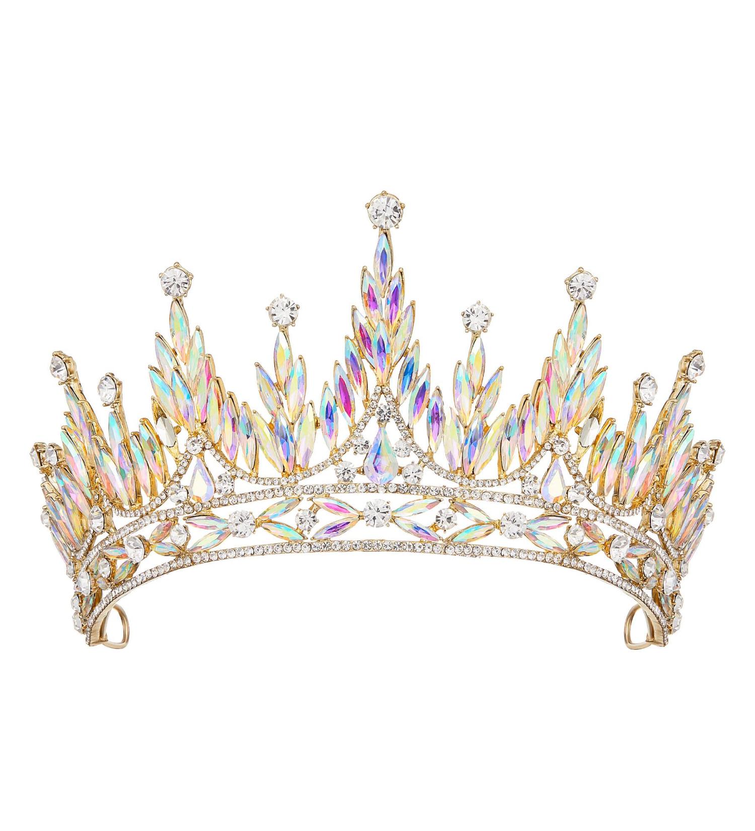 SWEETV Rhinestone Queen Crown - Crystal Wedding Tiara for Bride | Multicolored Costume Hair Accessory for Prom, Quinceanera & Celebrations - Buy Online on GoSupps.com