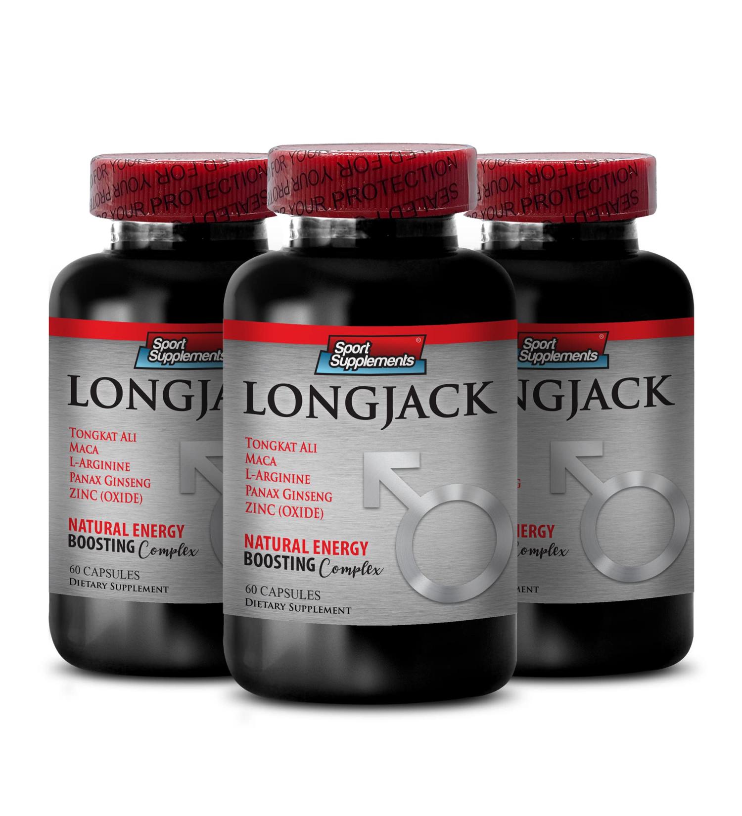 Longjack Root Extract 2170mg - Extra Strength Formula for Men - Maca, Muira Puama, Ginseng - 3 Bottles 180 Capsules - Buy Online on GoSupps.com