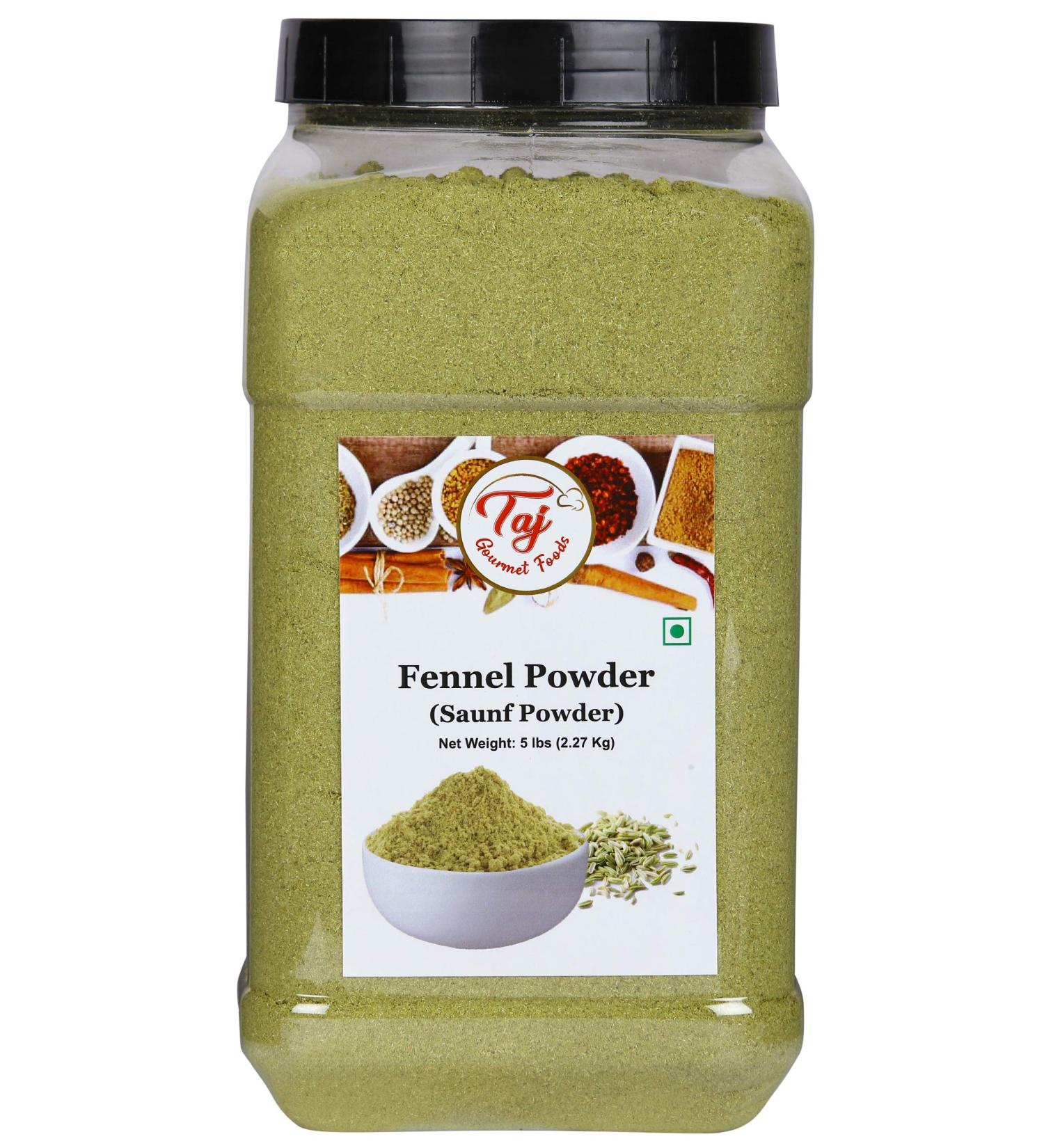 Taj Premium Indian Fennel Powder - 5 Pounds Jar | Saunf Ground Spice - Buy Online on GoSupps.com