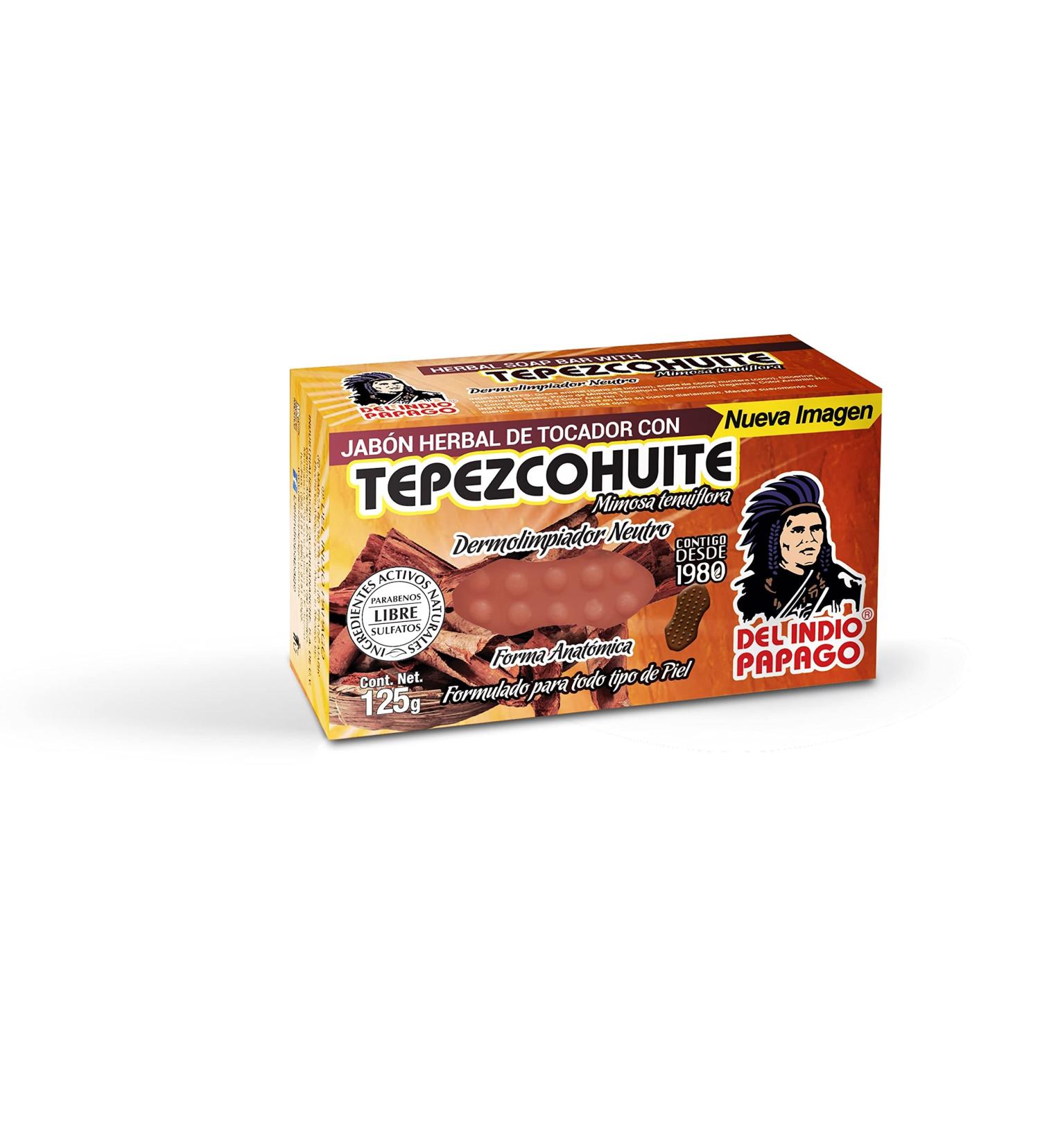 DEL INDIO PAPAGO Tepezcohuite Soap 125g - Mexican Beauty - Nourishing & Softening for All Skin Types - Regenerative & Antioxidant - Paraben-Free, Vegan & Natural - Buy Online on GoSupps.com