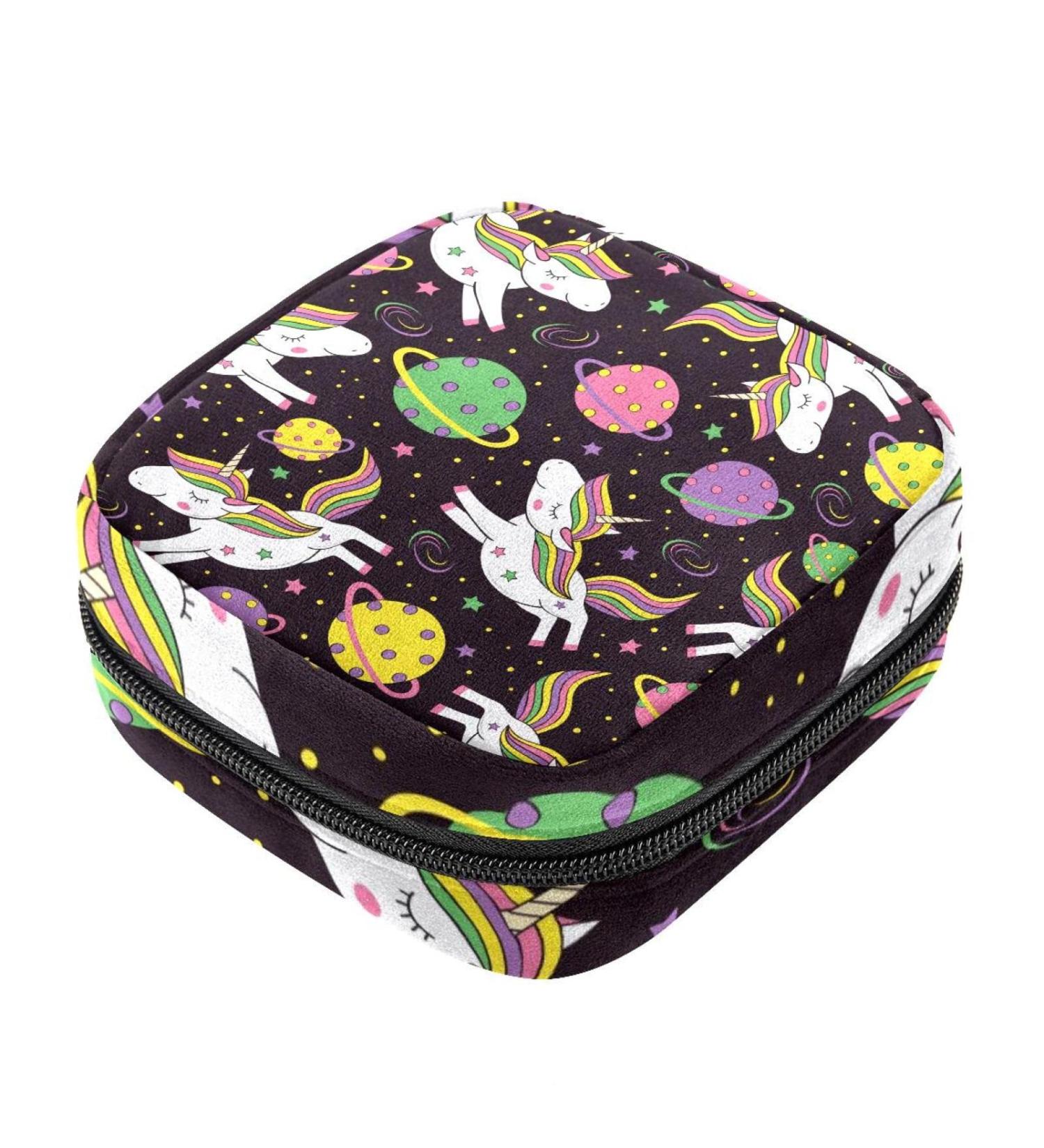 Unicorn in Space Menstrual Pad & Cup Pocket - Zippered Sanitary Napkin for Teens & Women - Buy Online on GoSupps.com