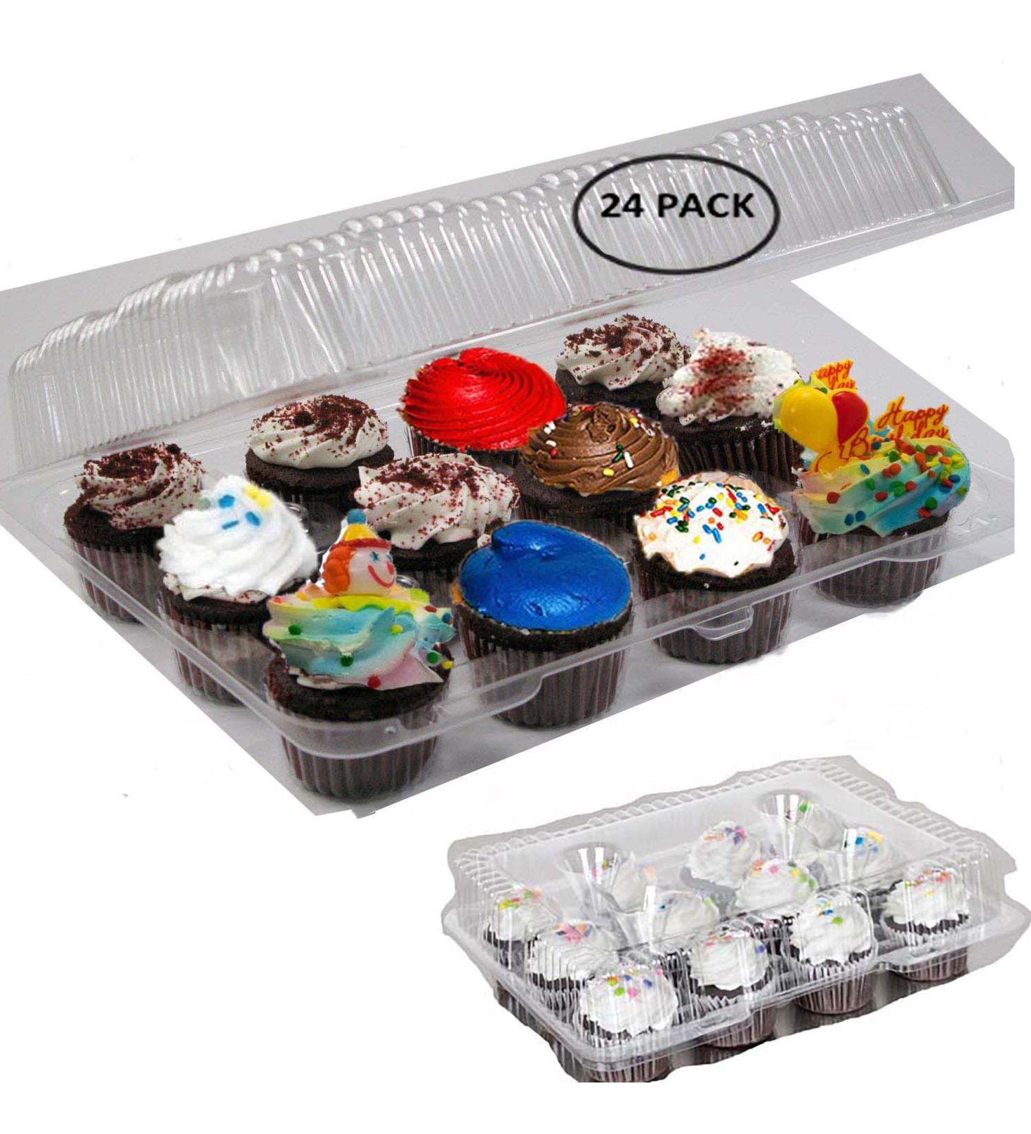 12 Compartment Cupcake Container with Hinged Lid - Clear Plastic Disposable Box for Dozen Cupcakes - Buy Online on GoSupps.com