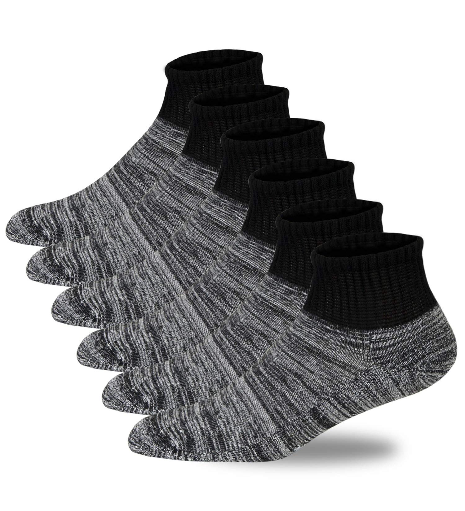 +MD Women's Bamboo Diabetic Ankle Socks - 6 Pairs | Seamless Toe, Non-Binding, Cushioned Sole | Black 9-11 - Buy Online on GoSupps.com