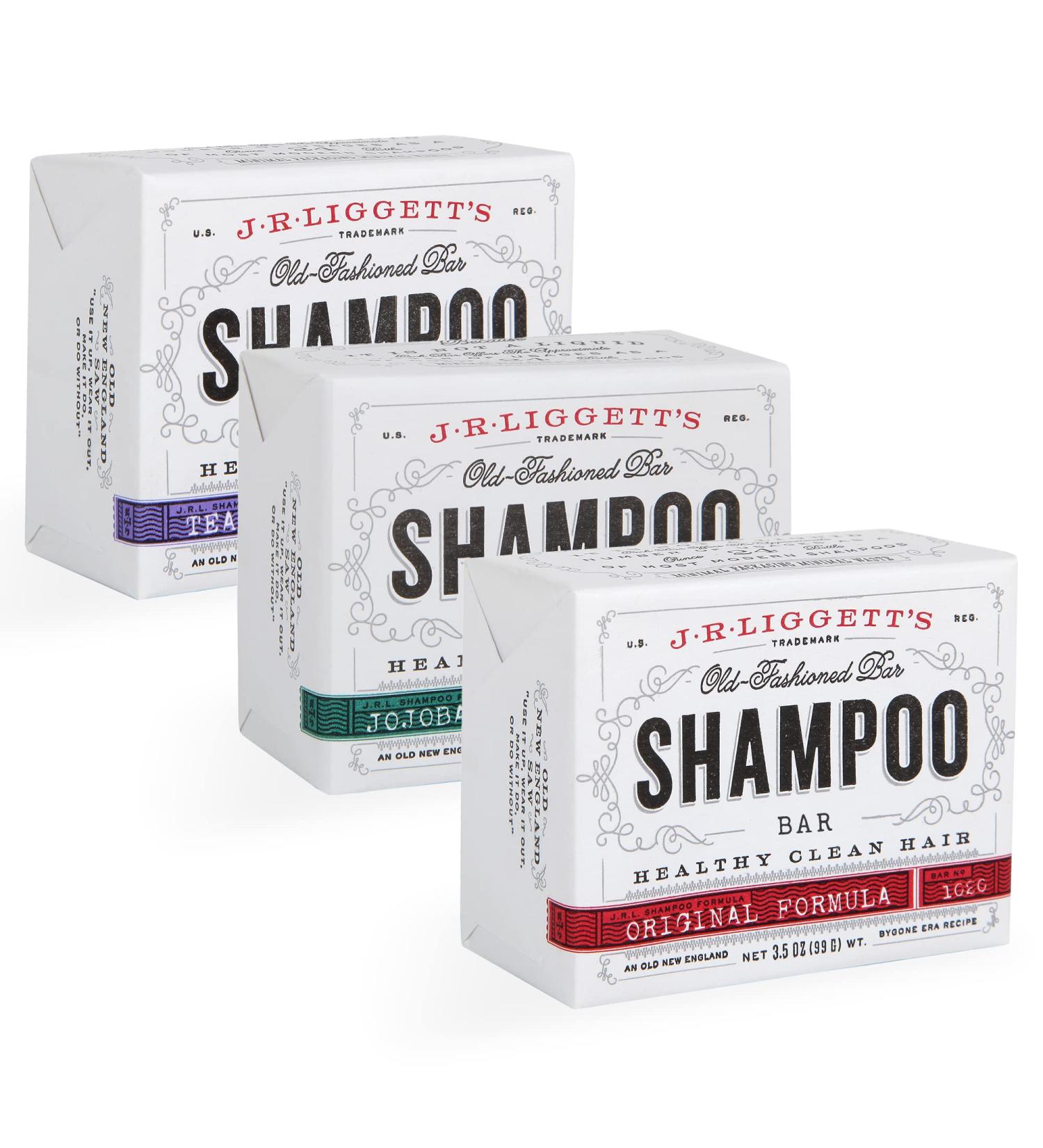 J R LIGGETT'S All-Natural Shampoo Bars Set - Tea Tree, Hemp Oil, Jojoba, Peppermint - Nourishing Follicles with Antioxidants - No Sulfate - 3.5oz Bars - Set of 3 - Buy Online on GoSupps.com