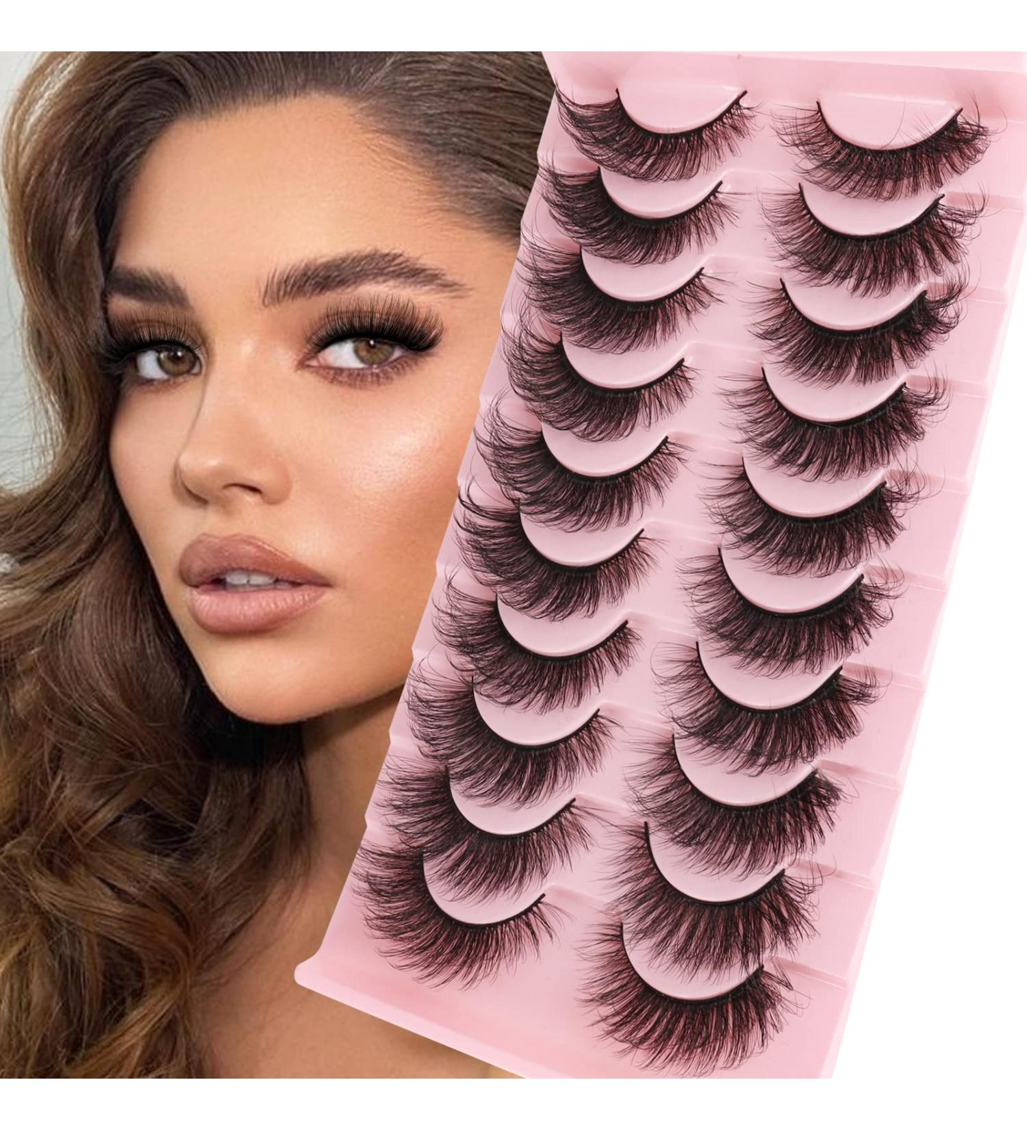 MilyBest 20mm Cat Eye False Eyelashes 10 Pairs - Fluffy Wispy D Curl Volume Natural Look Sets - Faux Mink A-Cat Eye Strip Lashes - Buy Online on GoSupps.com