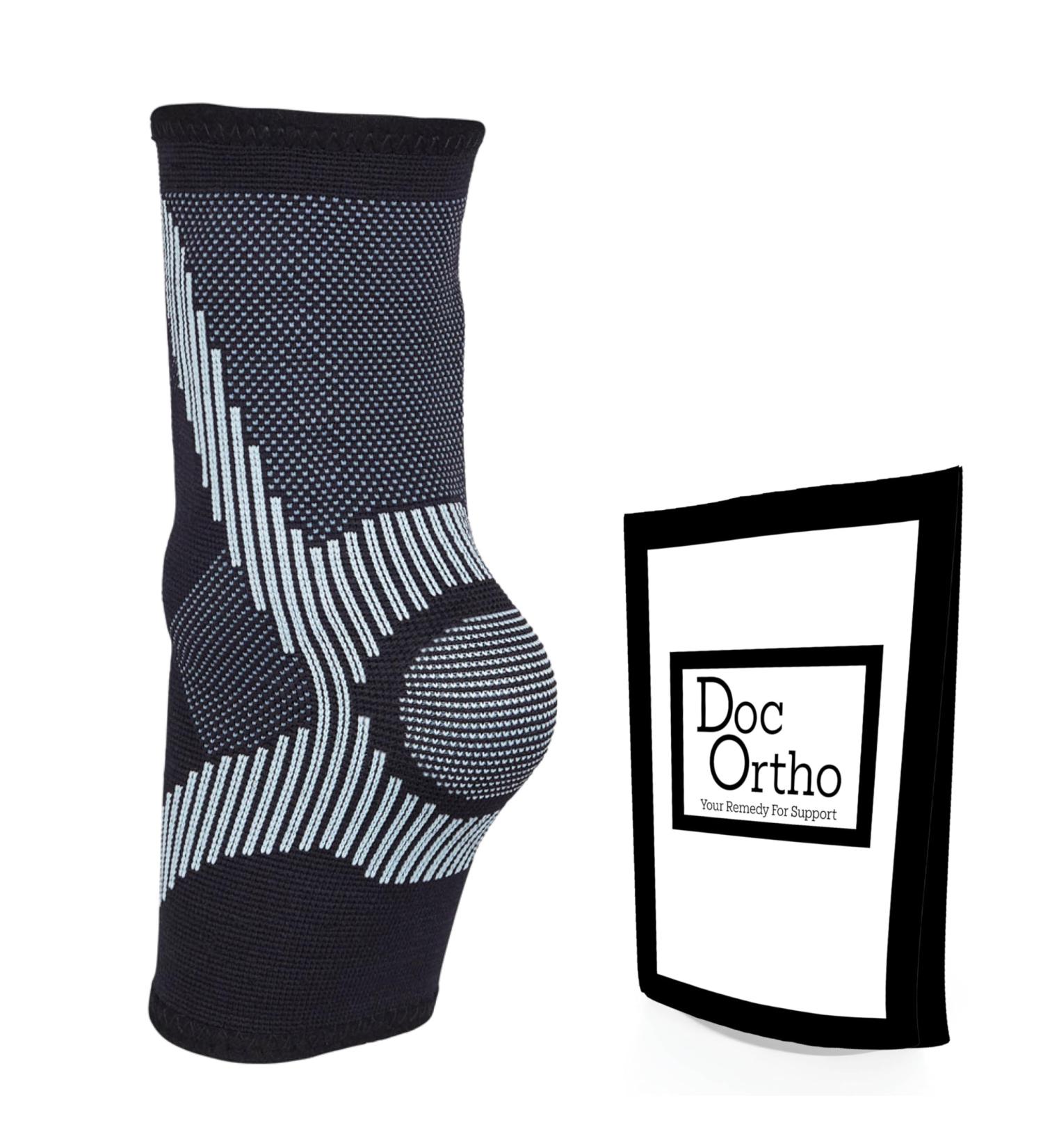 Doc Ortho Compression Ankle Sleeve - Breathable Support Pair (Large Black/Blue) | Enhance Recovery & Comfort - Buy Online on GoSupps.com