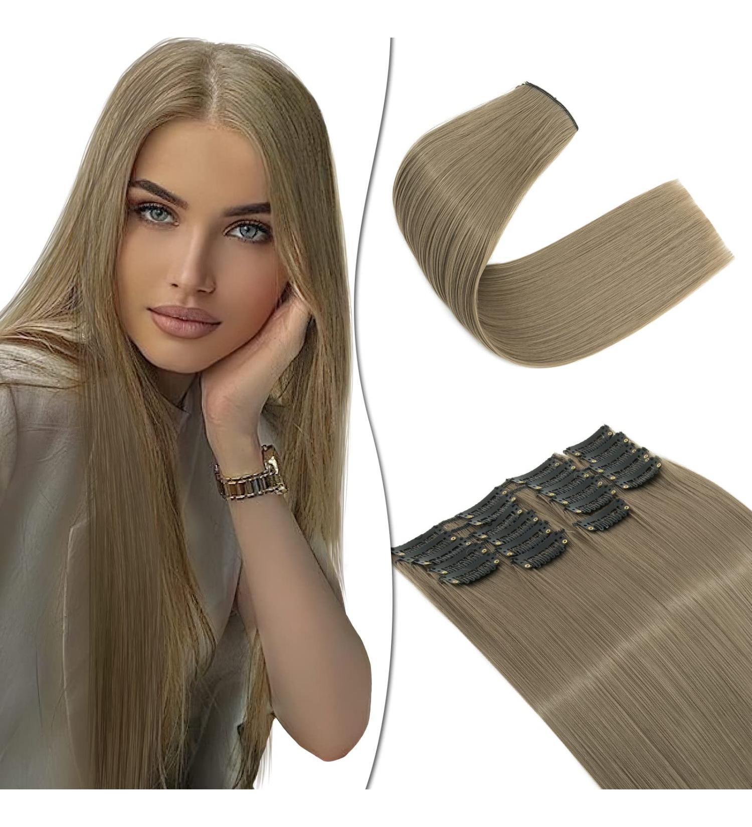 Buy SEGO 12 PCS Clip-In Hair Extensions - Real Hair 22 Clips 180g 55 cm Medium Brown & Ash Blonde - Affordable Full-Head Coverage - Buy Online on GoSupps.com