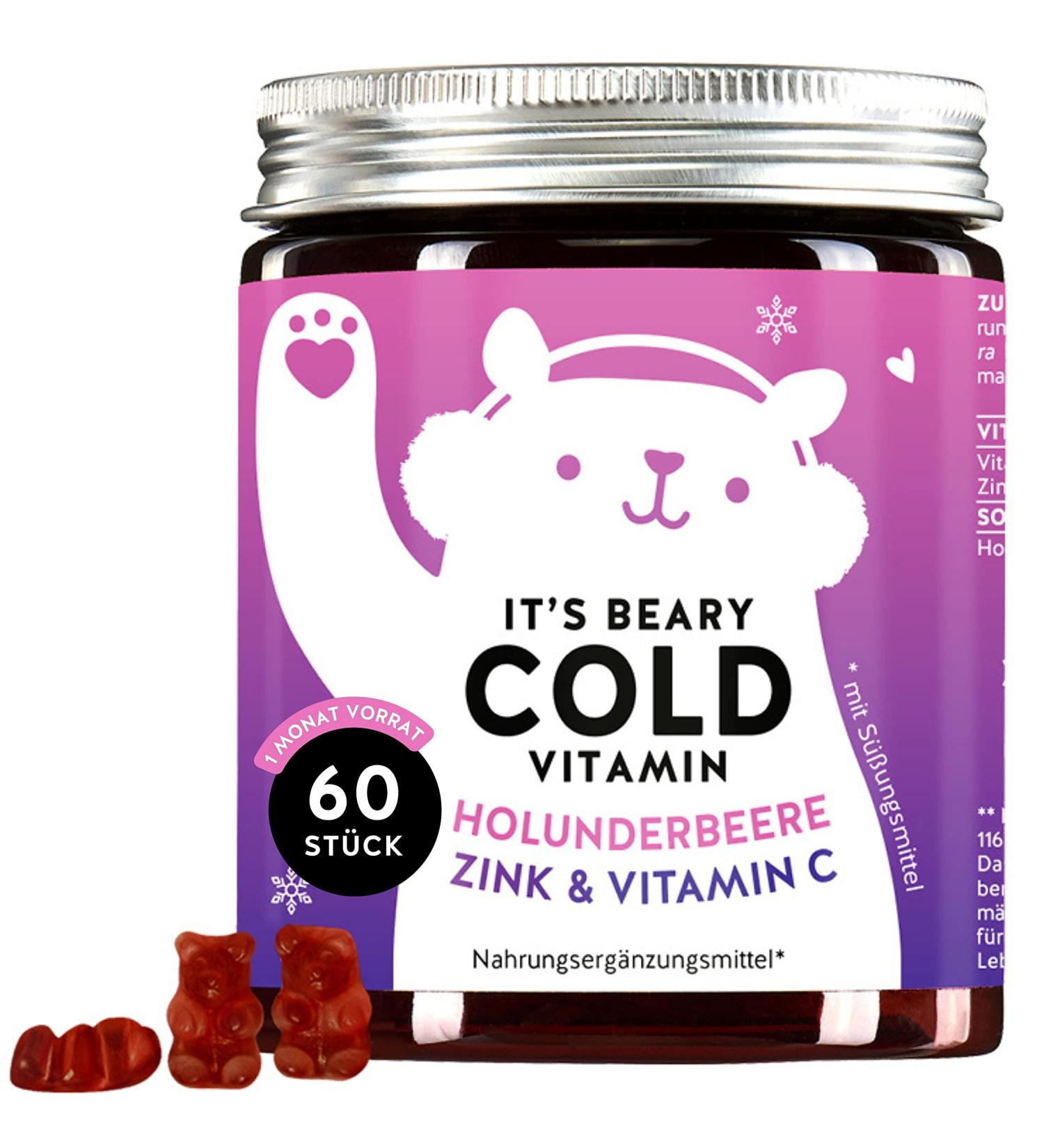 Immune Defense Gummy Bears for Cold Relief | Elderflower Zinc Vitamin C & Honey | 60-Count Monthly Supply | Beary Cold Bears - Buy Online on GoSupps.com