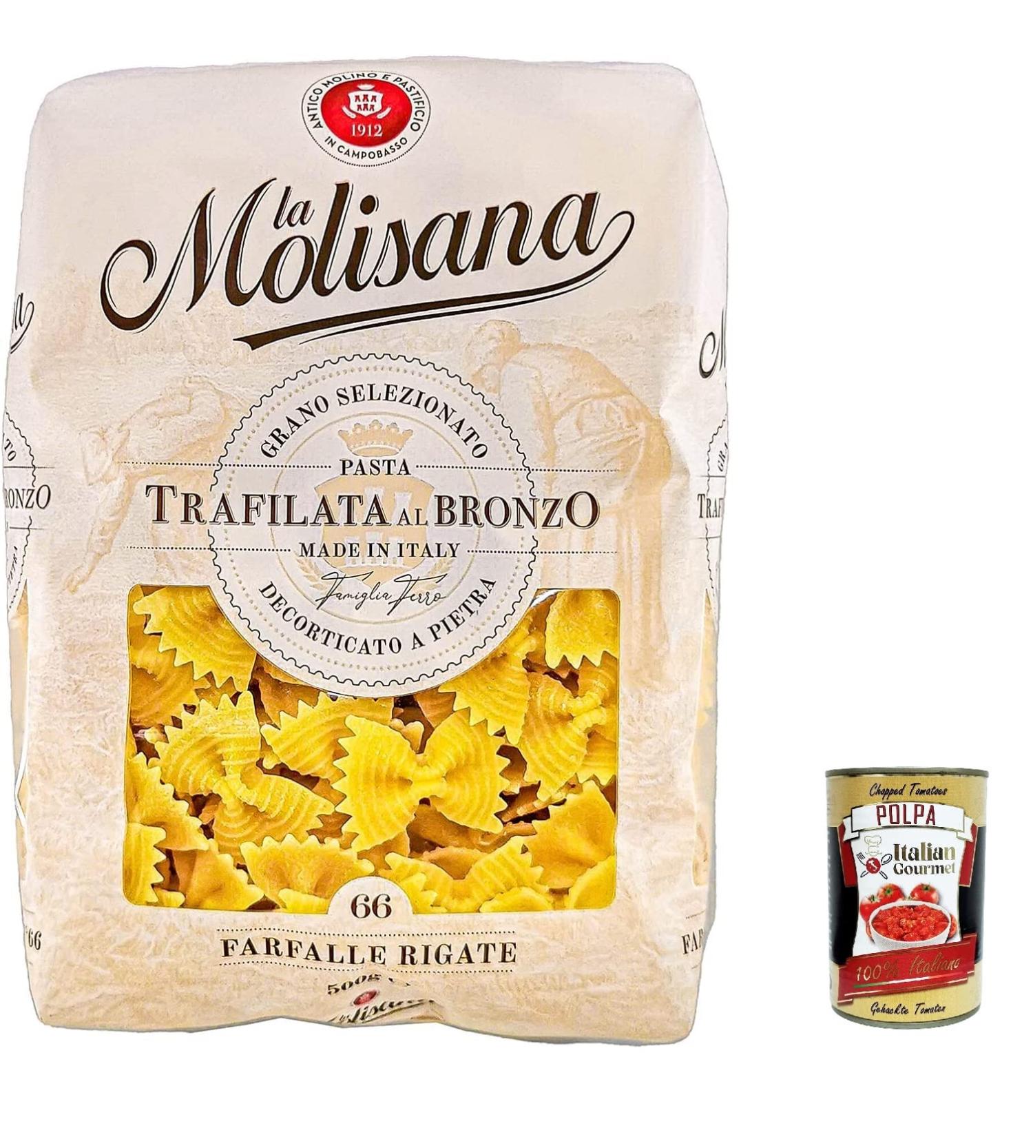  Italian Gourmet E.R. La Molisana Farfalle Rigate N. 66 Pasta Lenta Lavorazione Durum Wheat Semolina Pasta 500 g Bronze + Pulp Italian Gourmet Pulp 400 g Pack of 20 - Buy Online on GoSupps.com