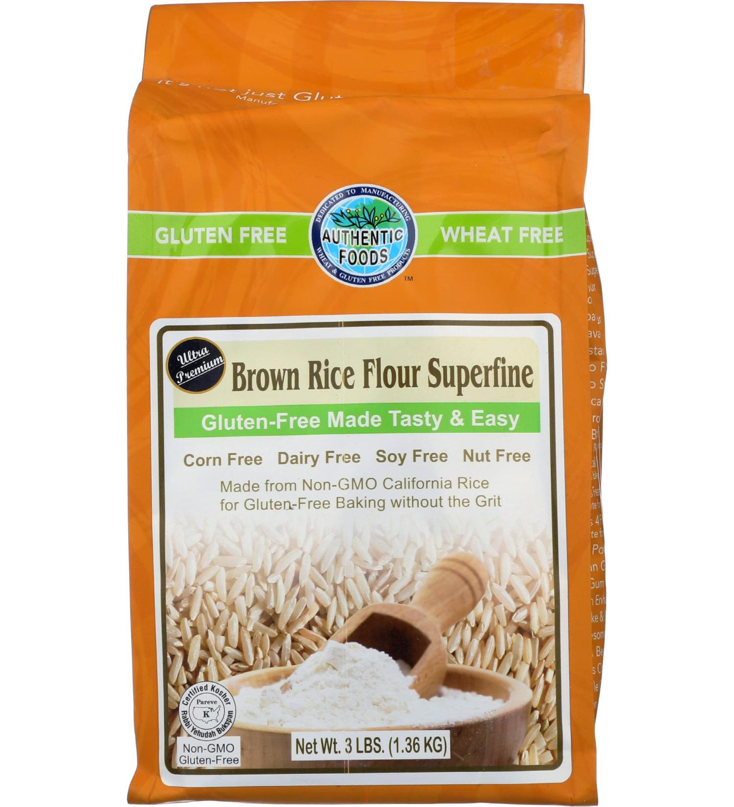 Authentic Foods Superfine Brown Rice Flour - 3lb | Gluten-free & All-natural - Buy Online on GoSupps.com