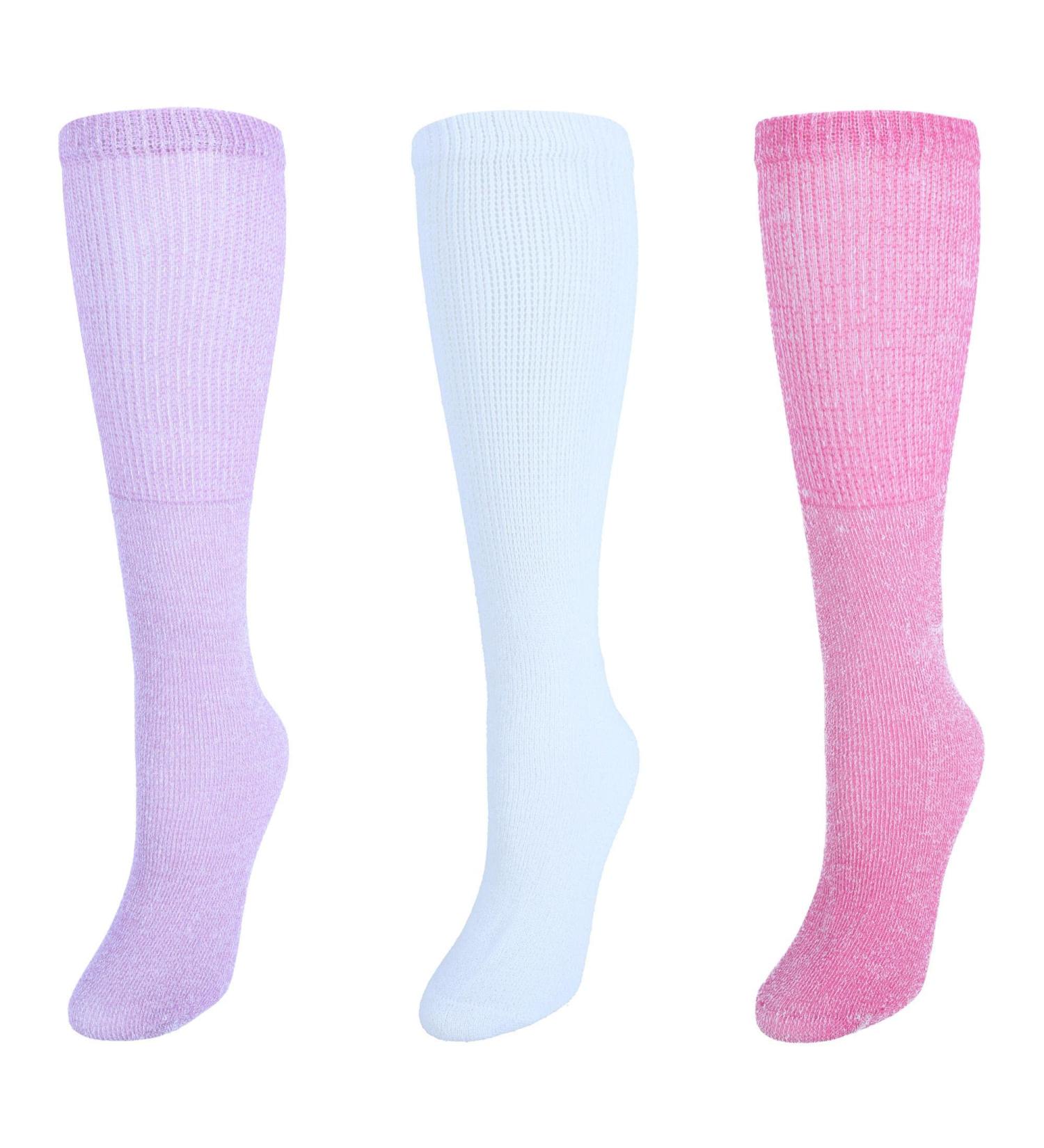 CTM Women's Diabetic Comfort Fashion Crew Socks (3 Pack) - Pink - Buy Online on GoSupps.com