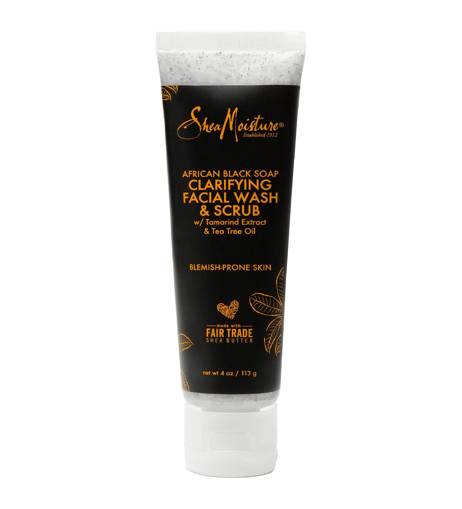 SheaMoisture African Black Soap Clarifying Facial Wash & Scrub - 4 oz | Organic Skincare - Buy Online on GoSupps.com