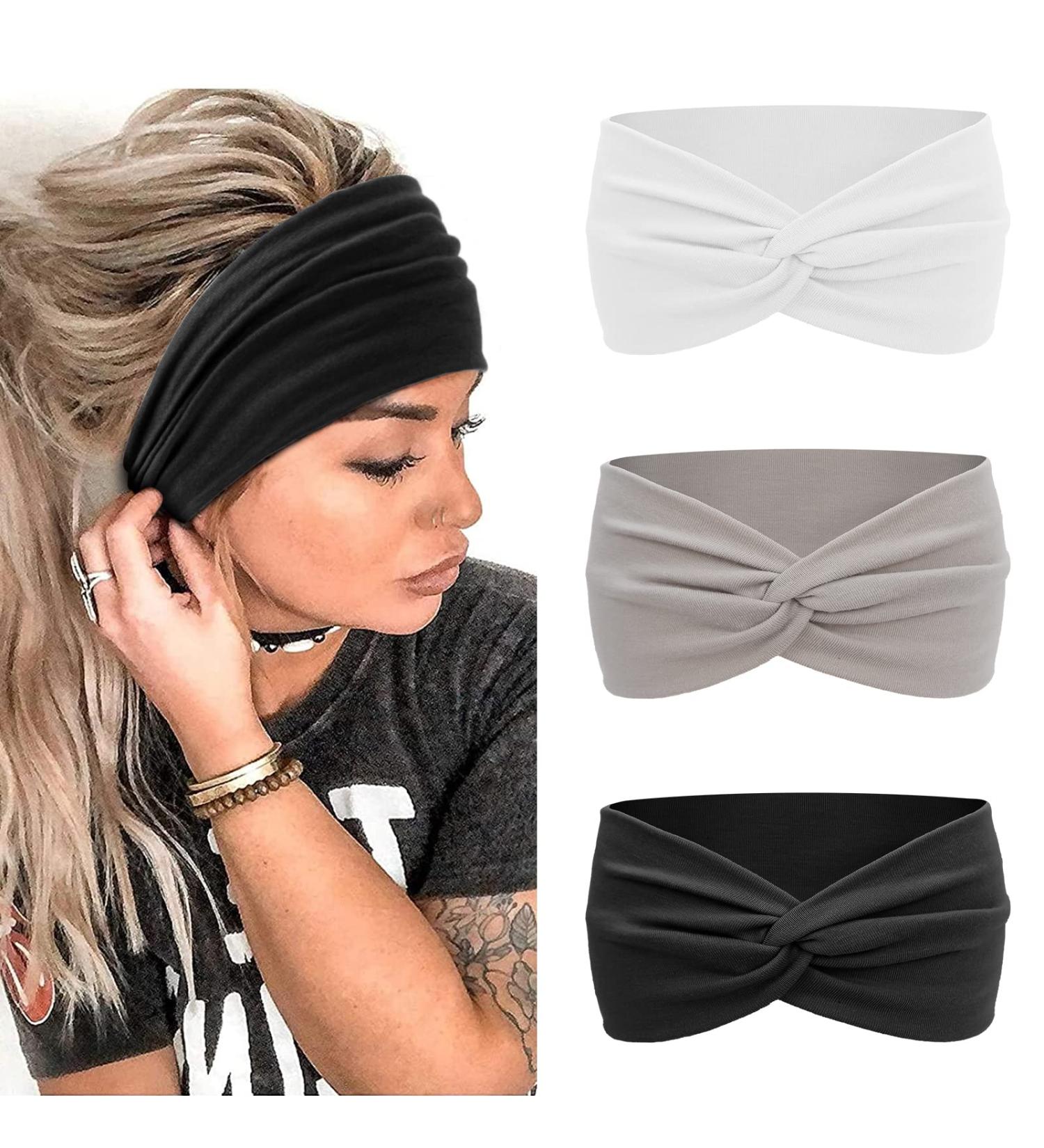 MISUPORVE Women's Non Slip Wide Headbands - 3 Pack Solid Color Workout Hairbands for Yoga, Running & Sports - Buy Online on GoSupps.com