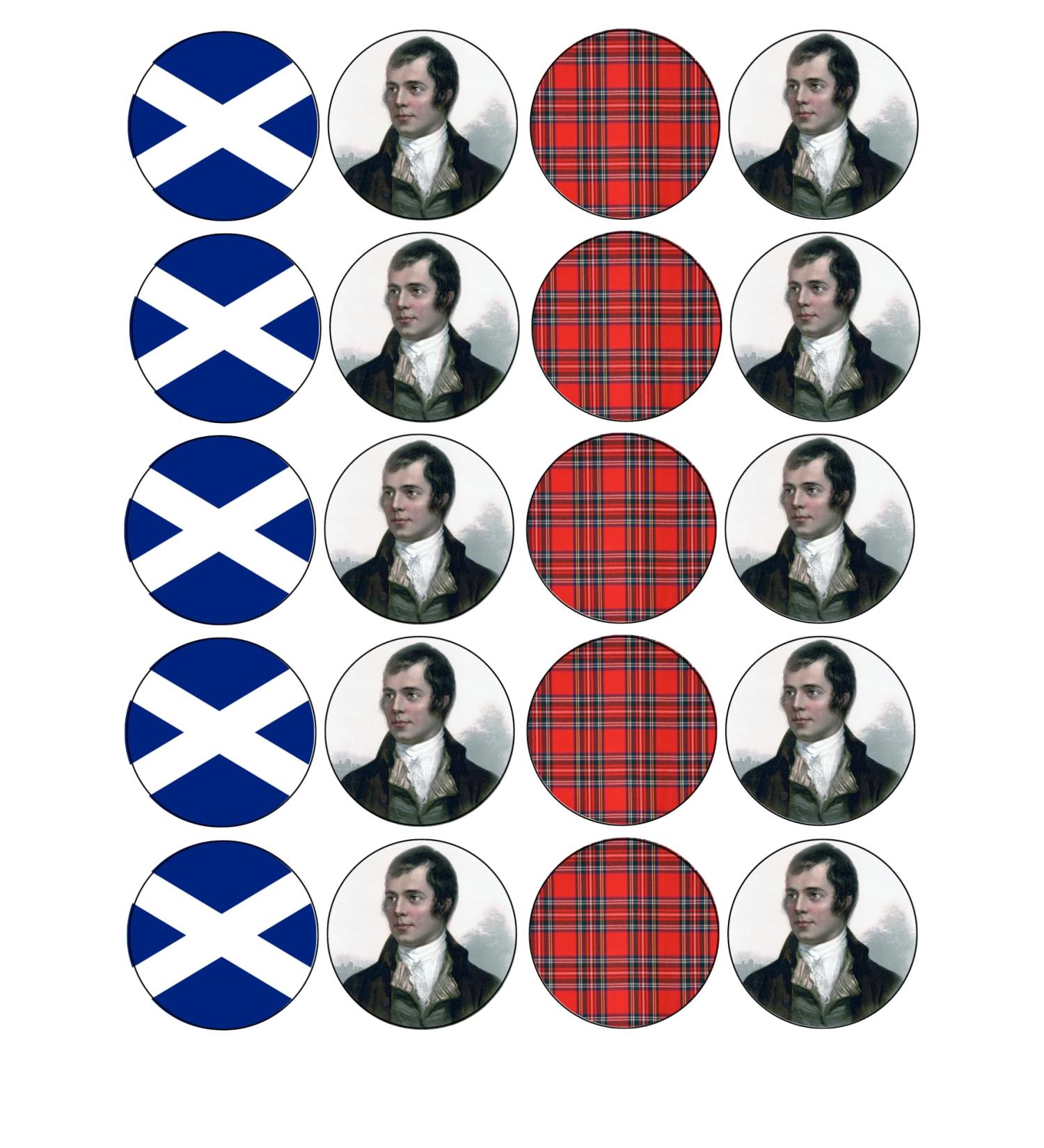 edible 20 x Burns Day cupcake toppers UNCUT Scotland (wafer card)