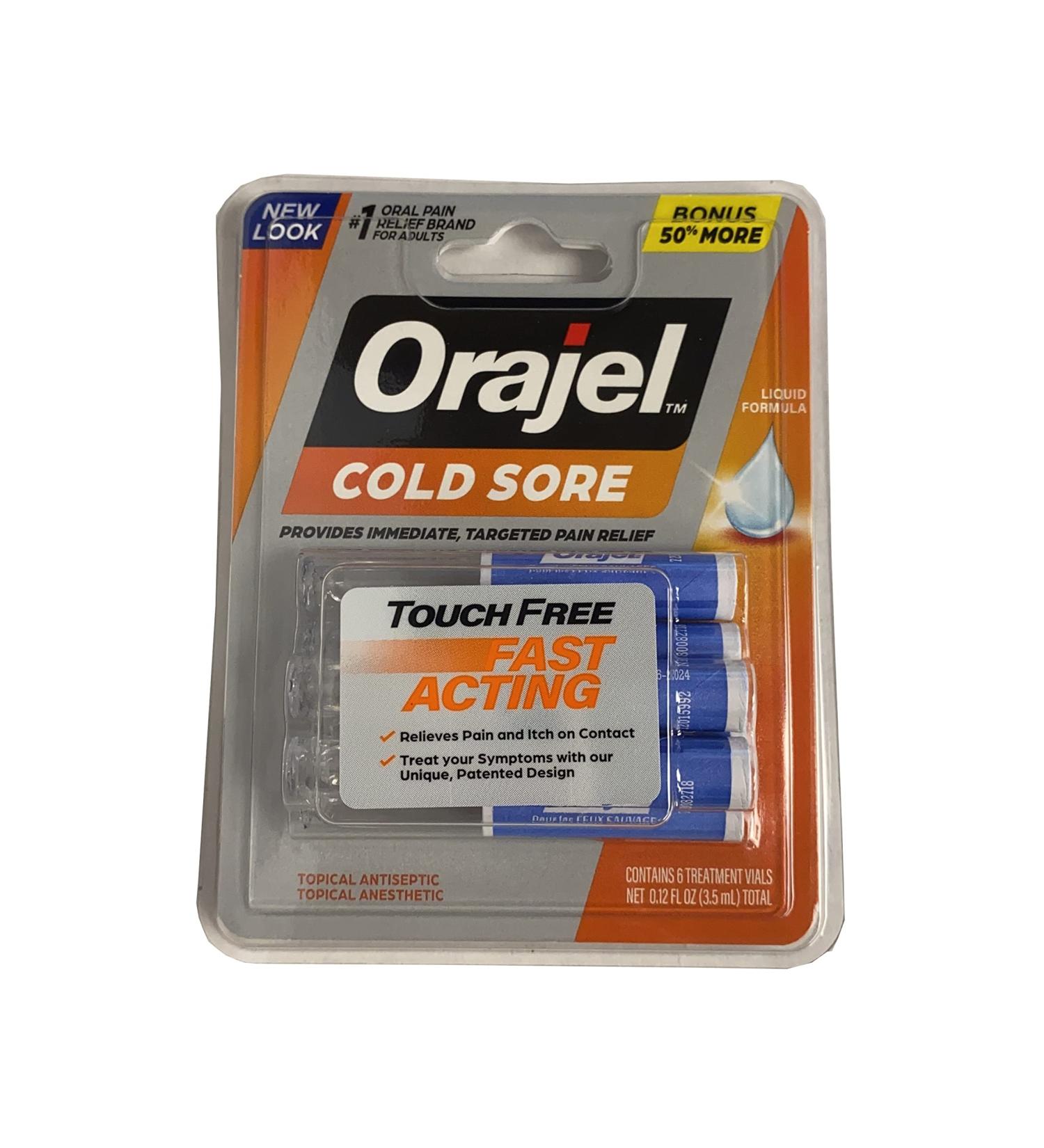Orajel Touch-Free Applicator for Cold Sores, 6 count (Pack of 2)