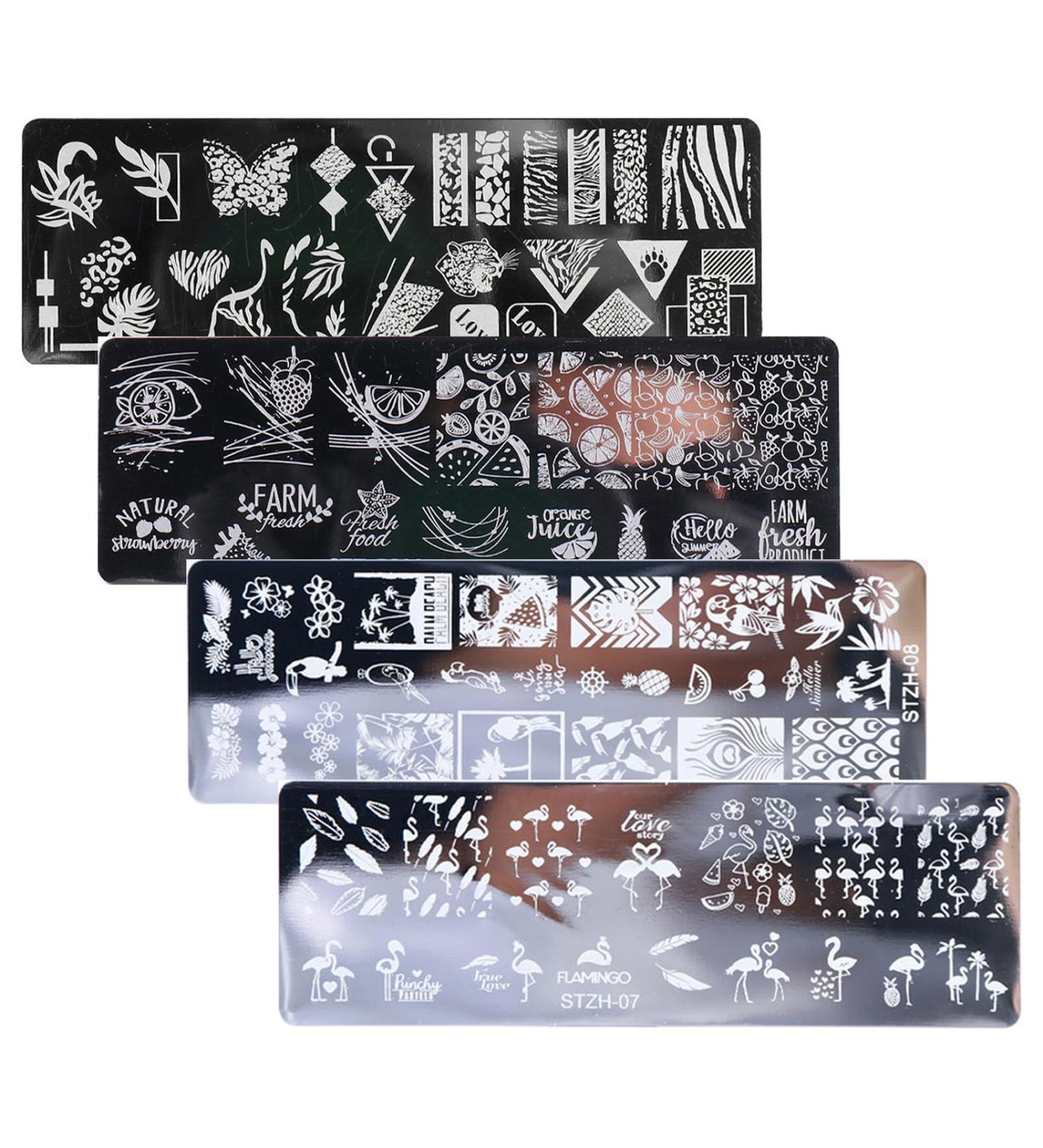 4 PCS Rose Nail Art Stamping Plates - Reusable DIY Manicure Templates for Women and Girls - Buy Online on GoSupps.com