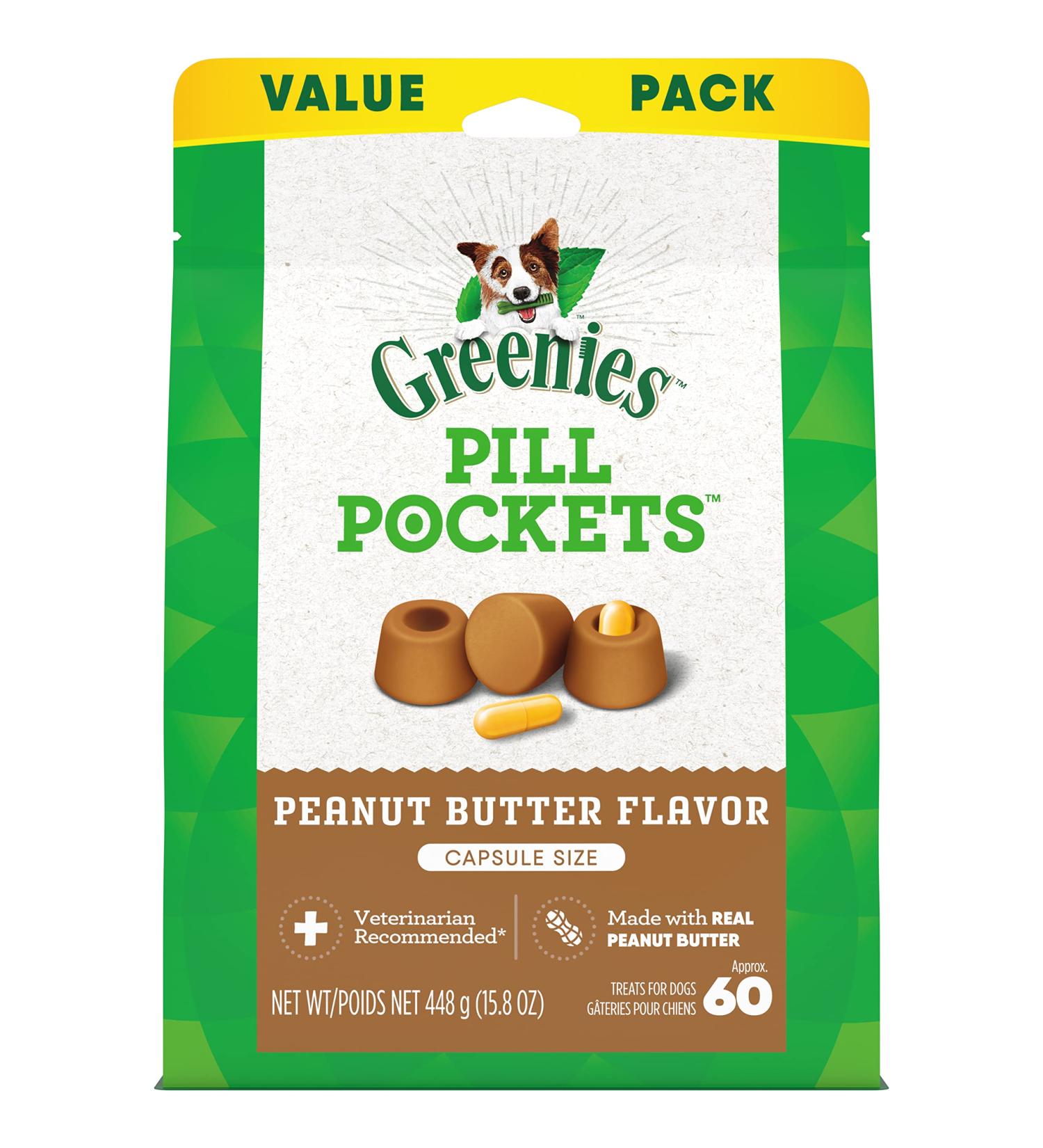 Greenies Pill Pockets Peanut Butter Flavor Dog Treats - 15.8 oz - Capsule Size - Pack of 1 - Buy Online on GoSupps.com