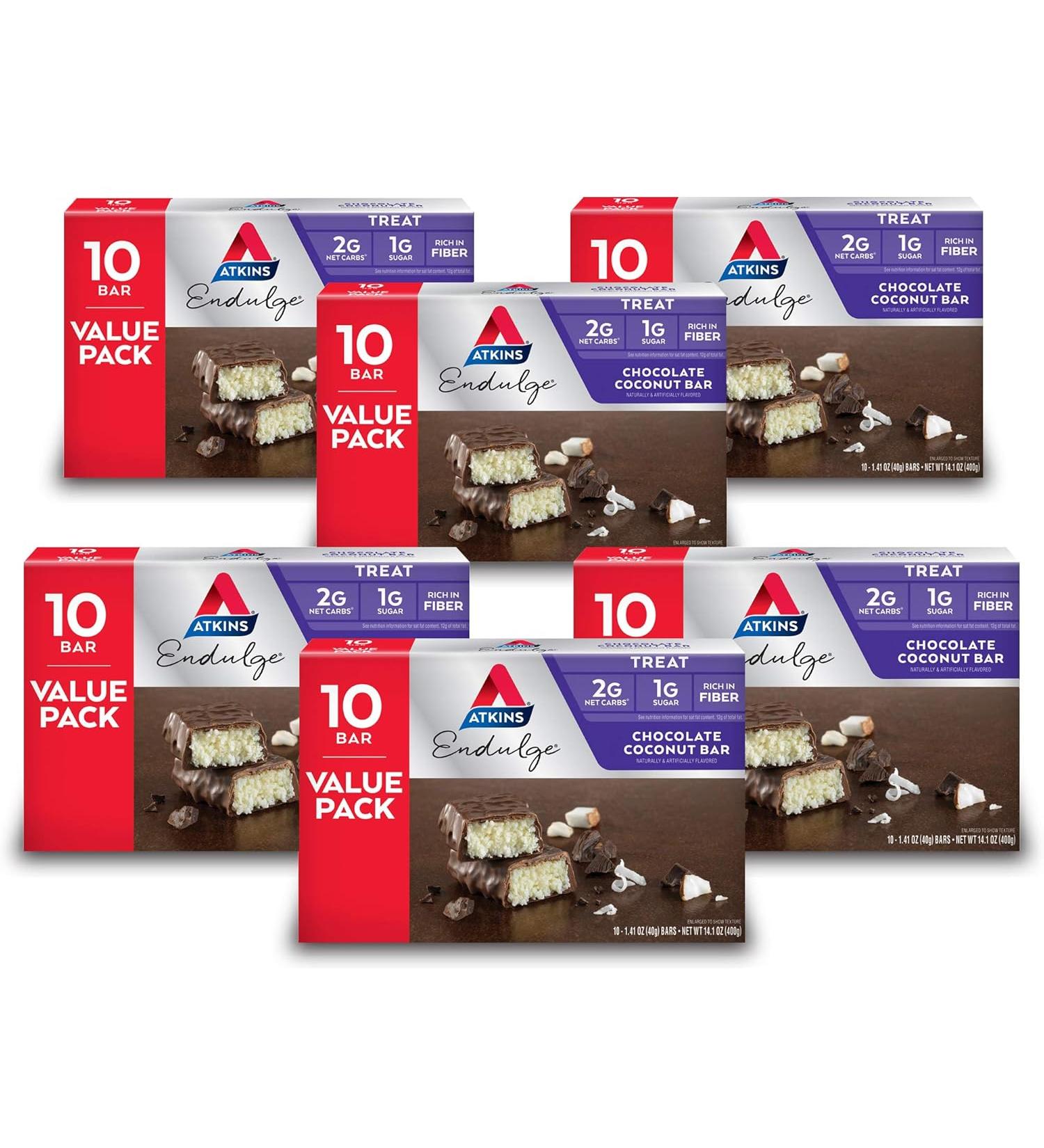 Atkins Endulge Chocolate Coconut Bar - Keto-Friendly, 10 Count (Pack of 6) - Buy Online on GoSupps.com