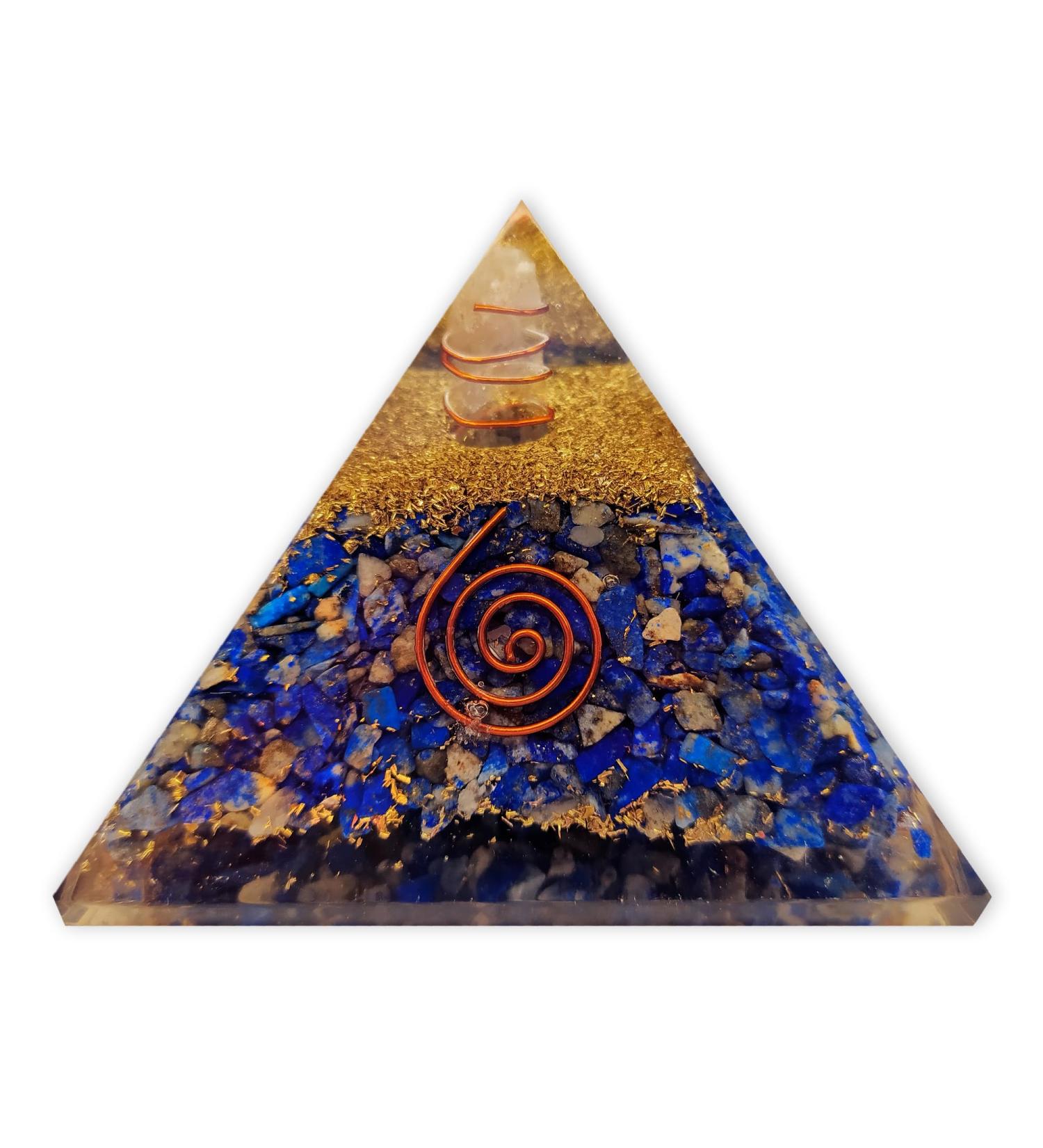 Lamare Orgonite Pyramid with Lapis Lazuli - Energetic Balance & Protection | Elegance Purity Wisdom & Divine Power - 76mm - Buy Online on GoSupps.com