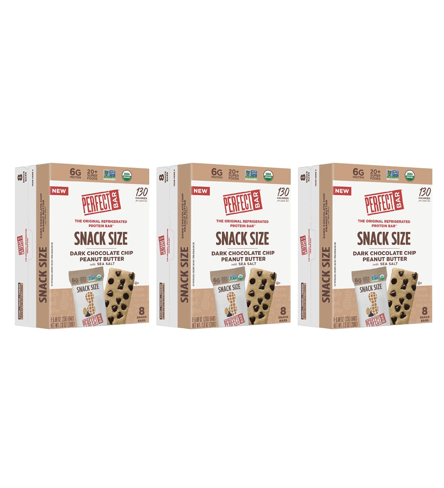Perfect Bar Snack Size Dark Chocolate Chip Peanut Butter Protein Bar 0.88oz (24 CT) - Refrigerated - Buy Online on GoSupps.com