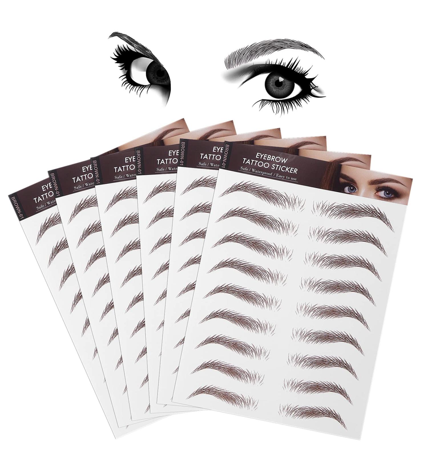 Molain 4D Waterproof Eyebrow Tattoos Stickers - 6 Sheets, Long-Lasting Brow Color Transfers, Peel Off for Grooming & Shaping - 54 Pairs, Brown (6 PCS) - Buy Online on GoSupps.com