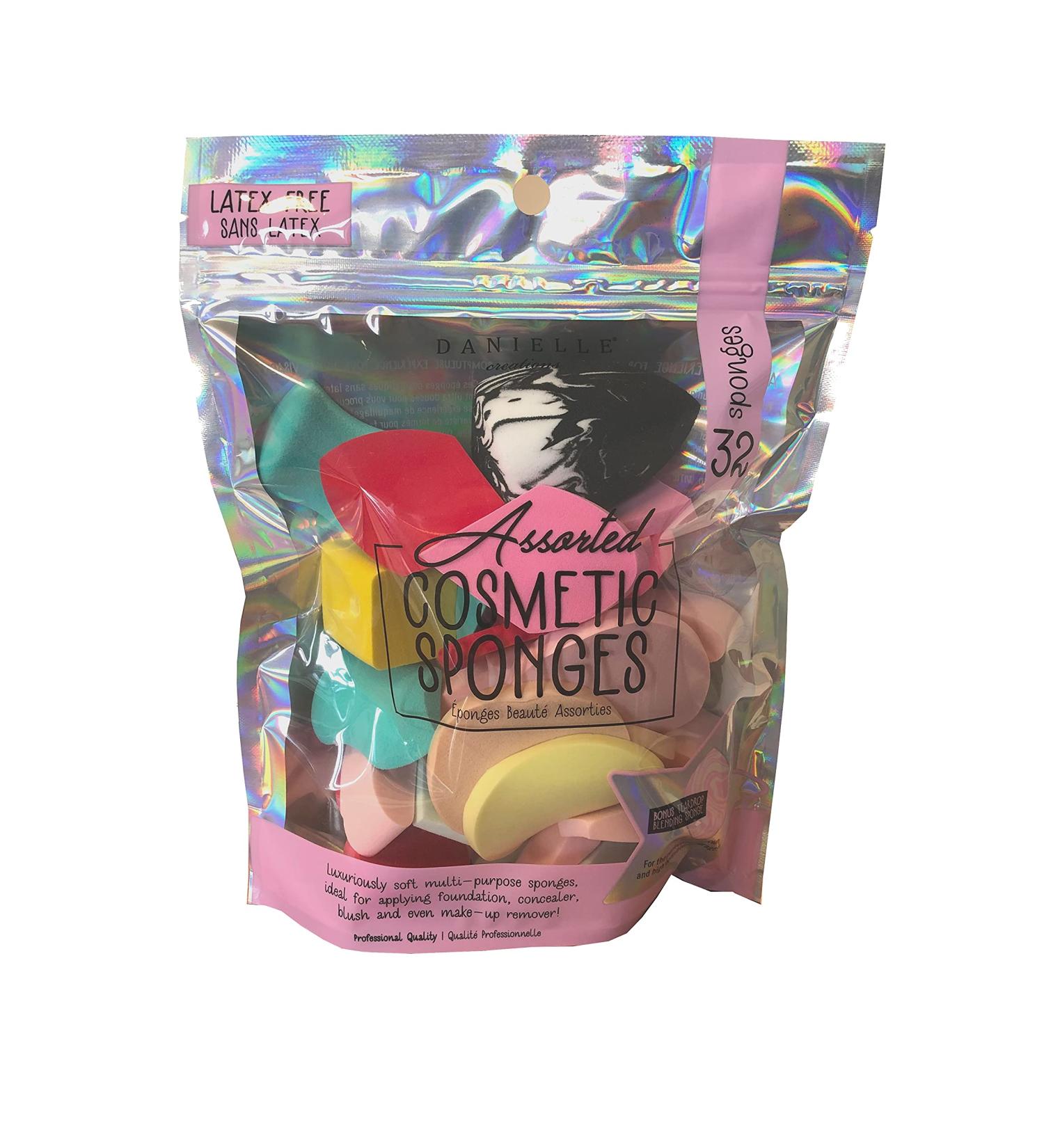 32 Pieces Latex Free Assorted Cosmetic Foundation/Concealer Blending Sponges (Holographic Bag)