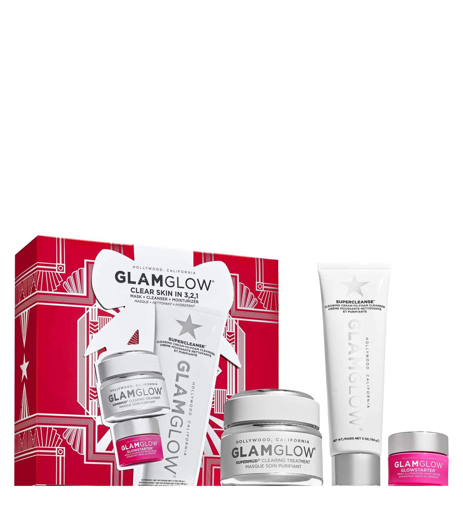 Clear Skin In 3-2-1 Set by Glamglow for Unisex - 3 Pc 1.7oz Supermud 5oz Supercleanse 0.5oz Glowstarted - Buy Online on GoSupps.com