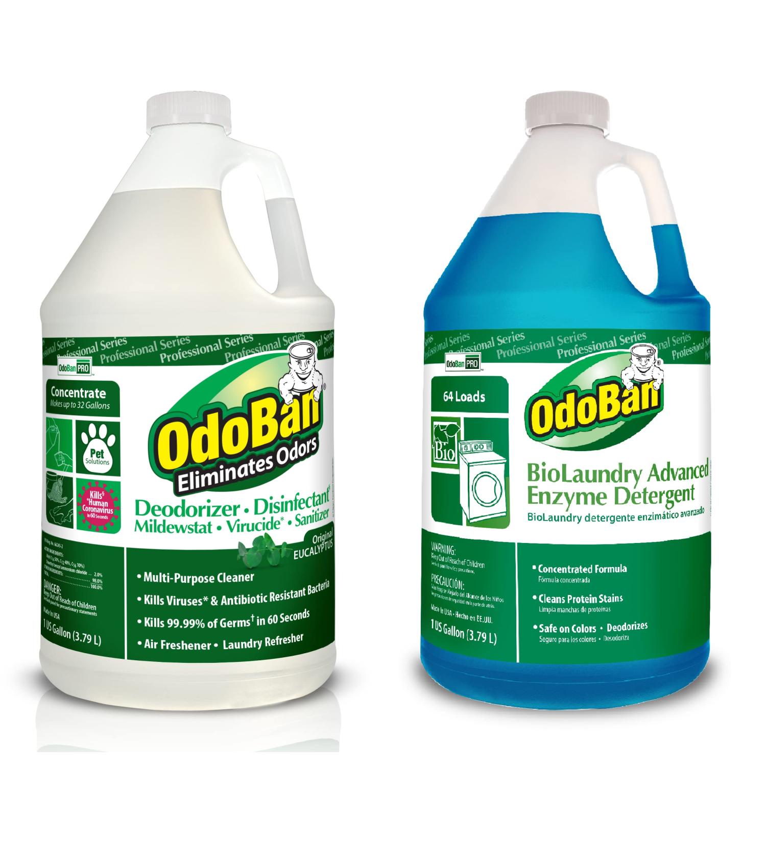 OdoBan Professional 1 Gal Eucalyptus Odor Eliminator & 1 Gal BioLaundry Enzyme Detergent - 2 Pack - Buy Online on GoSupps.com