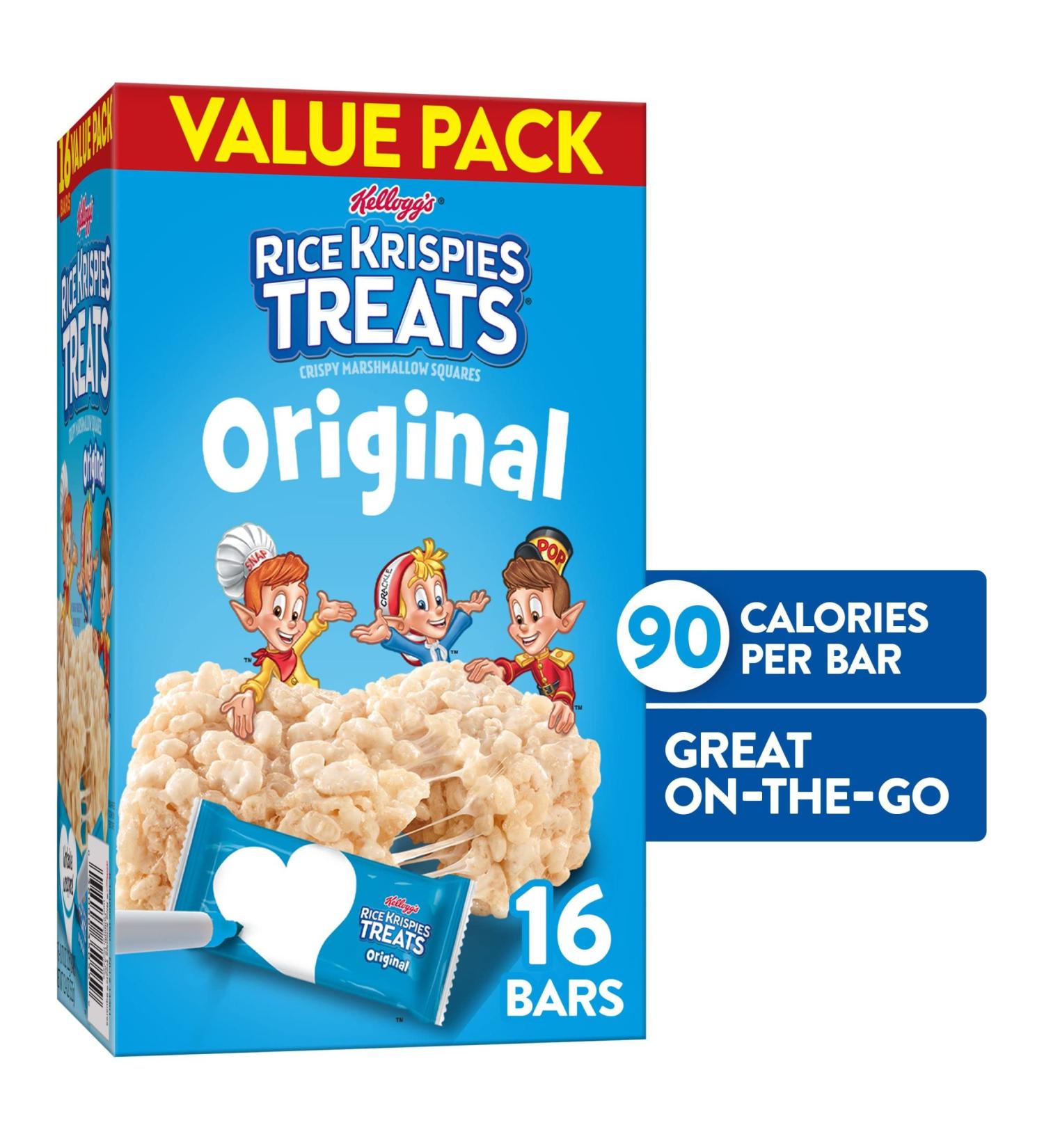 Rice Krispies Treats Marshmallow Snack Bars Value Pack - Original 12.4oz Box (16 Bars) - Buy Online on GoSupps.com