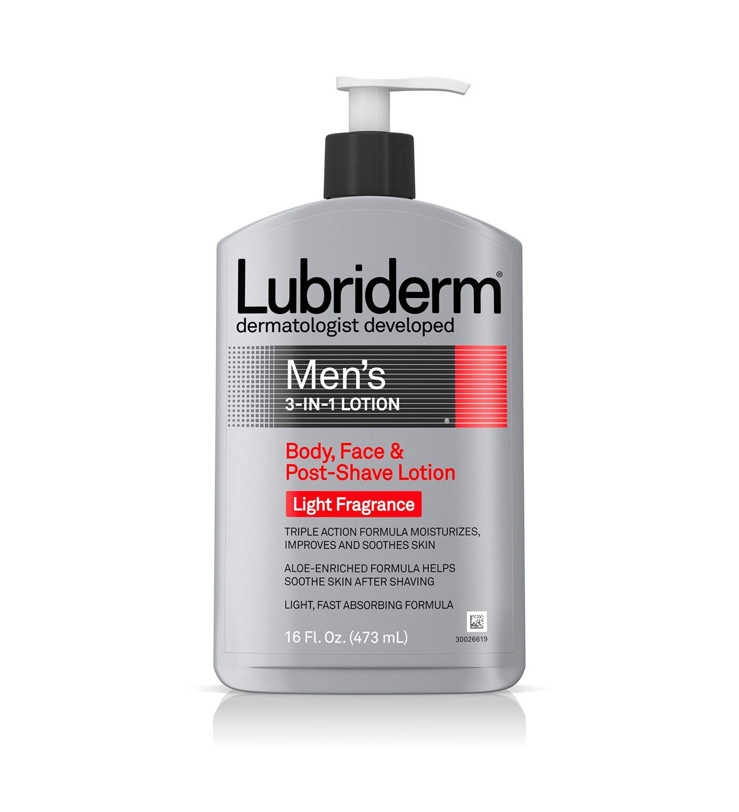 Lubriderm Men's 3-In-1 Lotion Enriched with Soothing Aloe for Body and Face Non-Greasy Post Shave Moisturizer with Light Fragrance 16 fl. oz Light Fragrance 16 Fl Oz (Pack of 1) - Buy Online on GoSupps.com