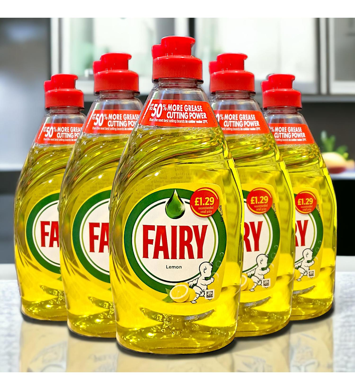 Fairy Washing Up Liquid Lemon - 5 x 320ml bottles - Buy Online on GoSupps.com
