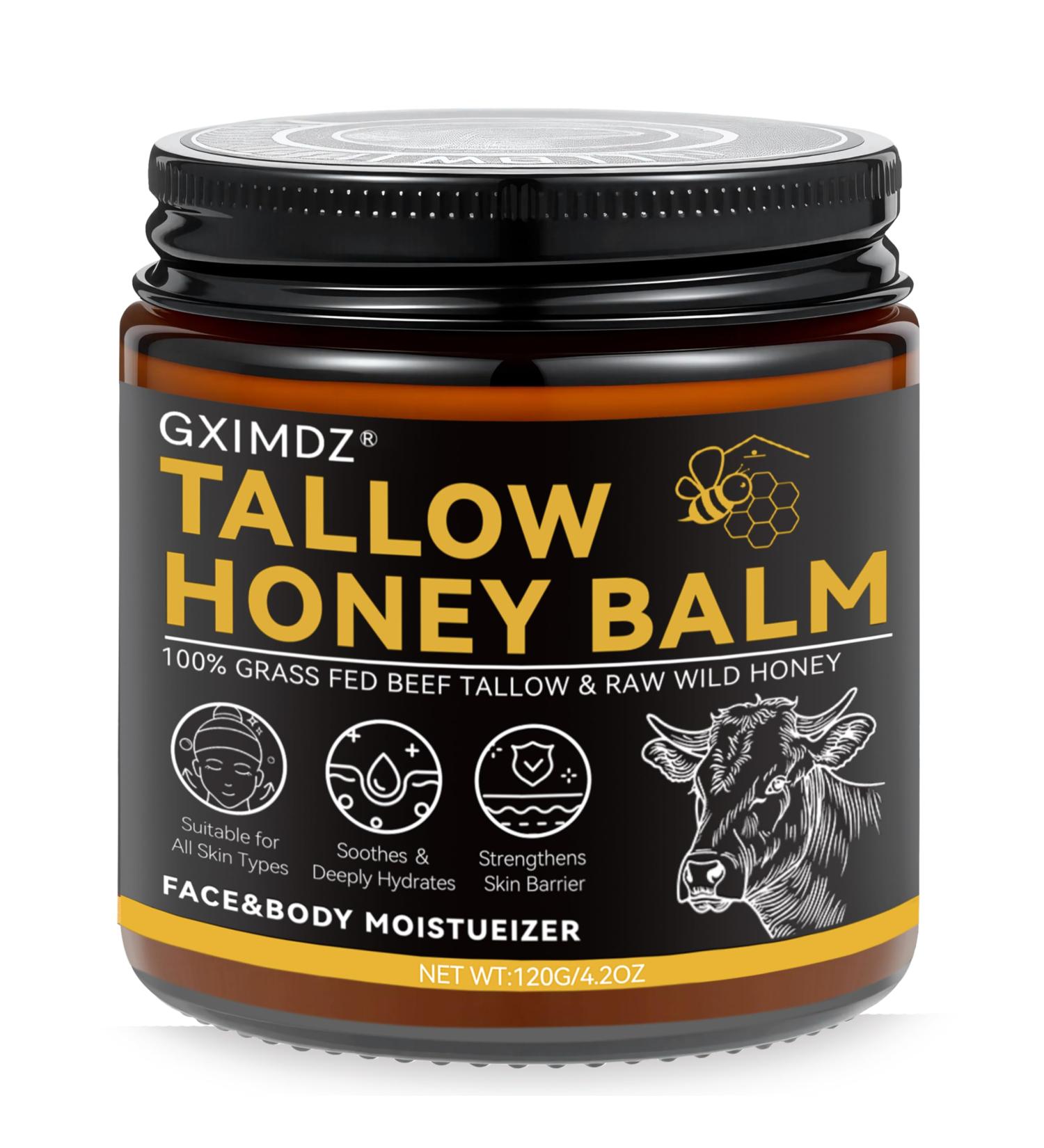 Gximdz es Beef Tallow for Skin Tallow and Honey Balm Grass-Fed Beef Tallow Moisturizer for Face & Body with Raw Honey & Beeswax 4.2 Fl Oz - Buy Online on GoSupps.com