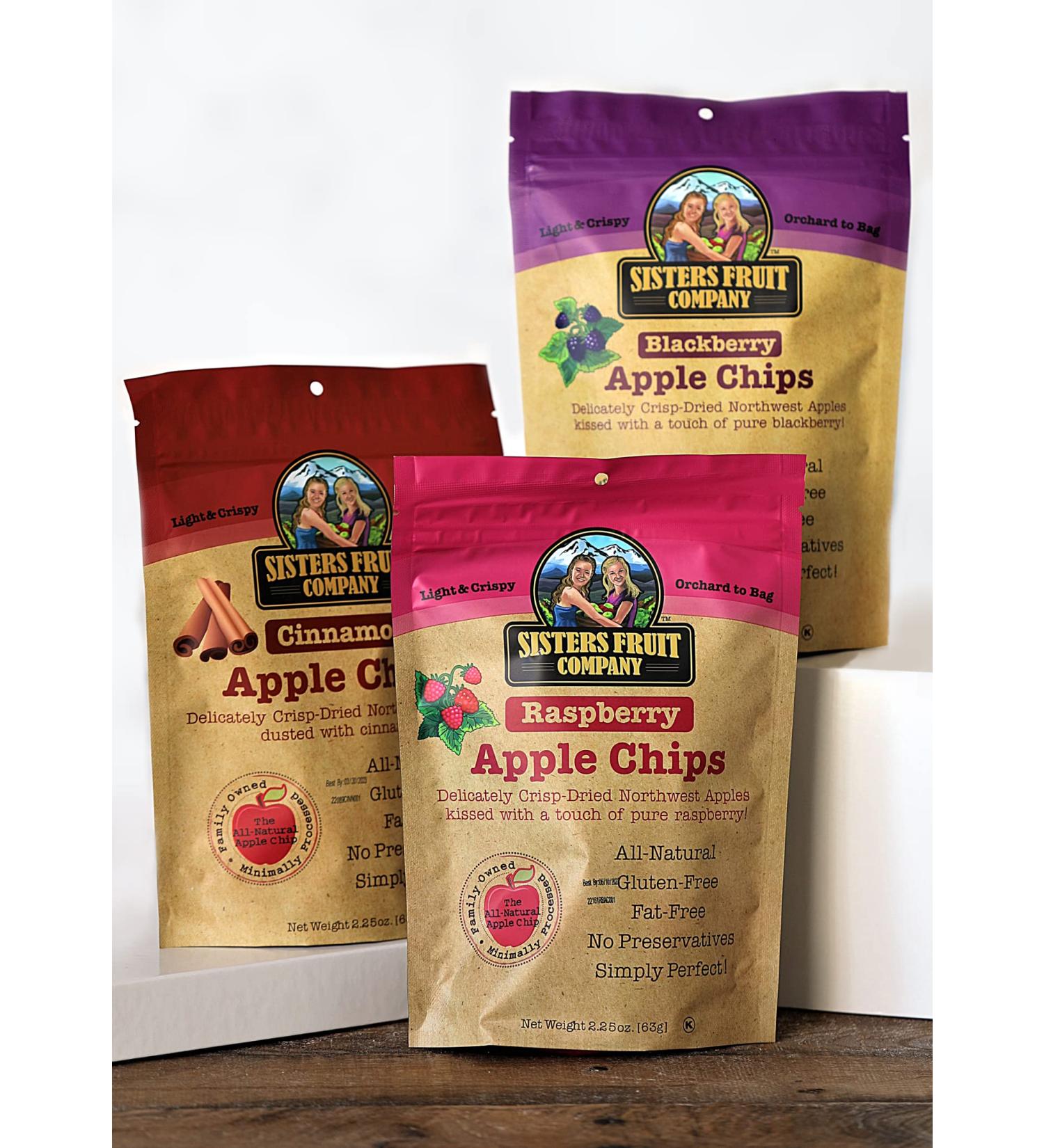 Sisters Fruit Company TRIO Apple Chips - All Natural, Gluten-Free, Fat-Free | 3 Pack, 2.25 oz Bags - Buy Online on GoSupps.com