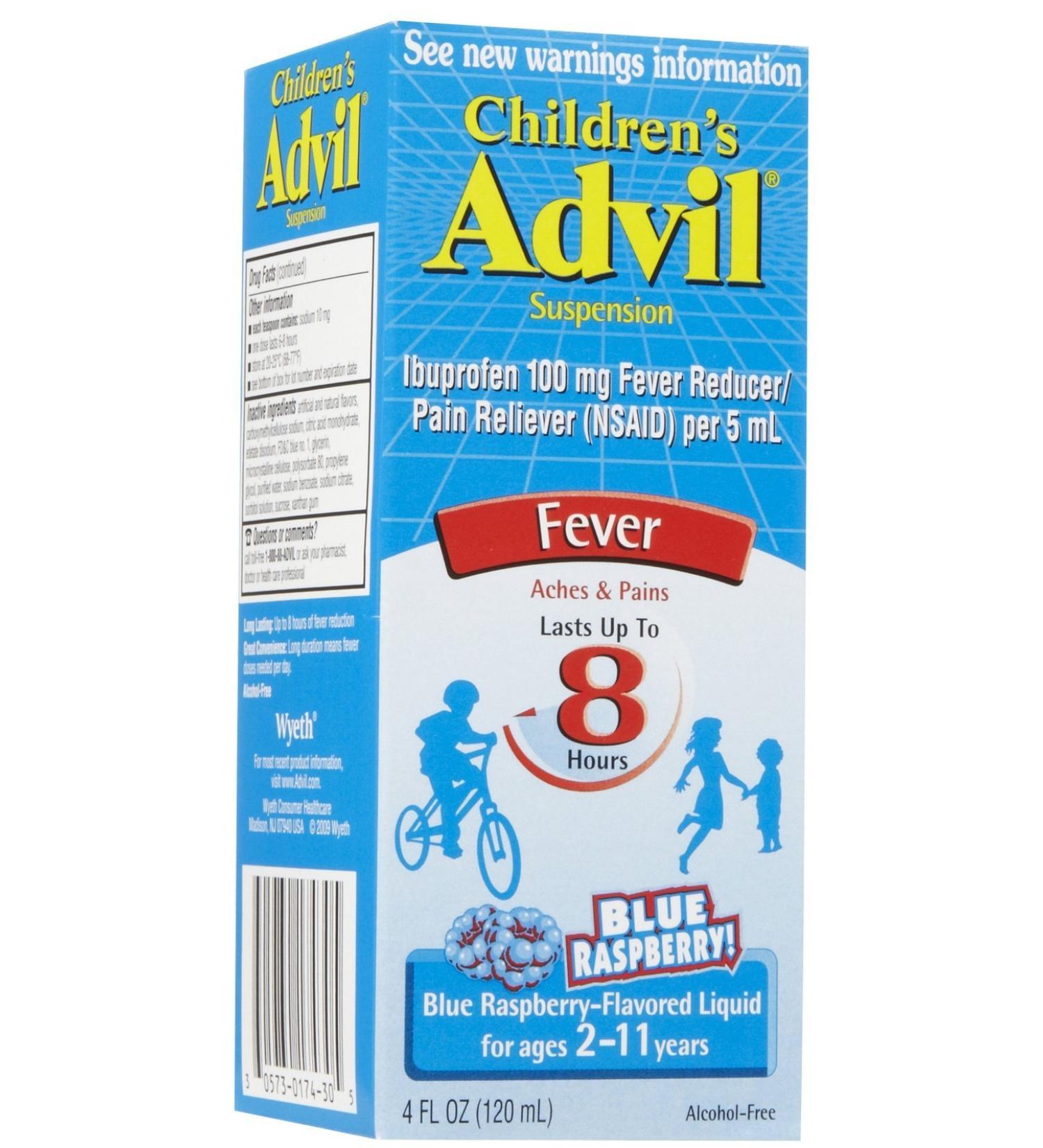 Advil Children's Liquid Blue Raspberry 4 oz - Fast-Acting Pain Relief - Buy Online on GoSupps.com
