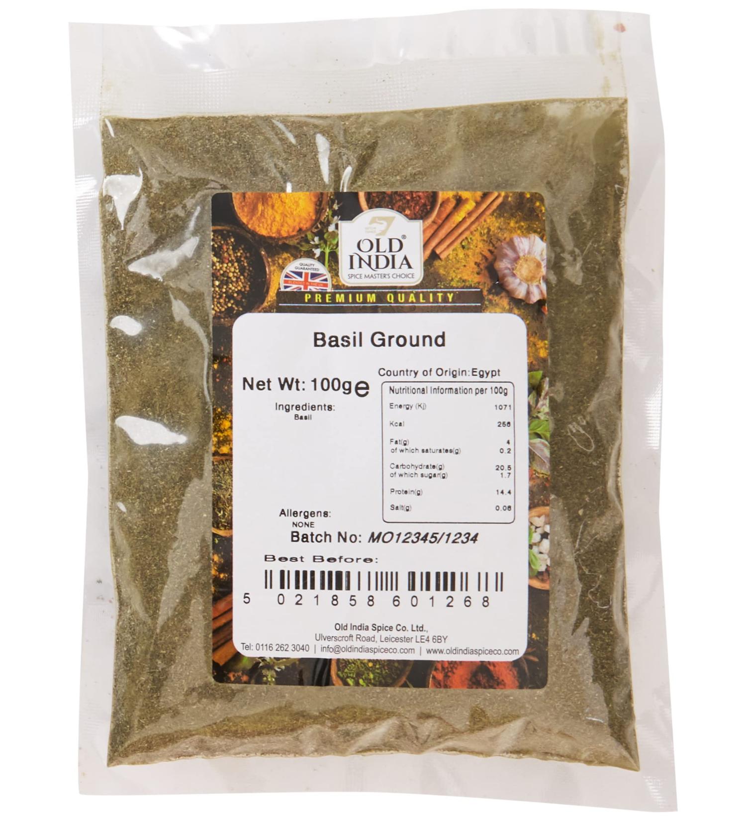 Old India Basil Ground 100g - Premium Quality Basil Spice for Cooking and Seasoning - Buy Online on GoSupps.com