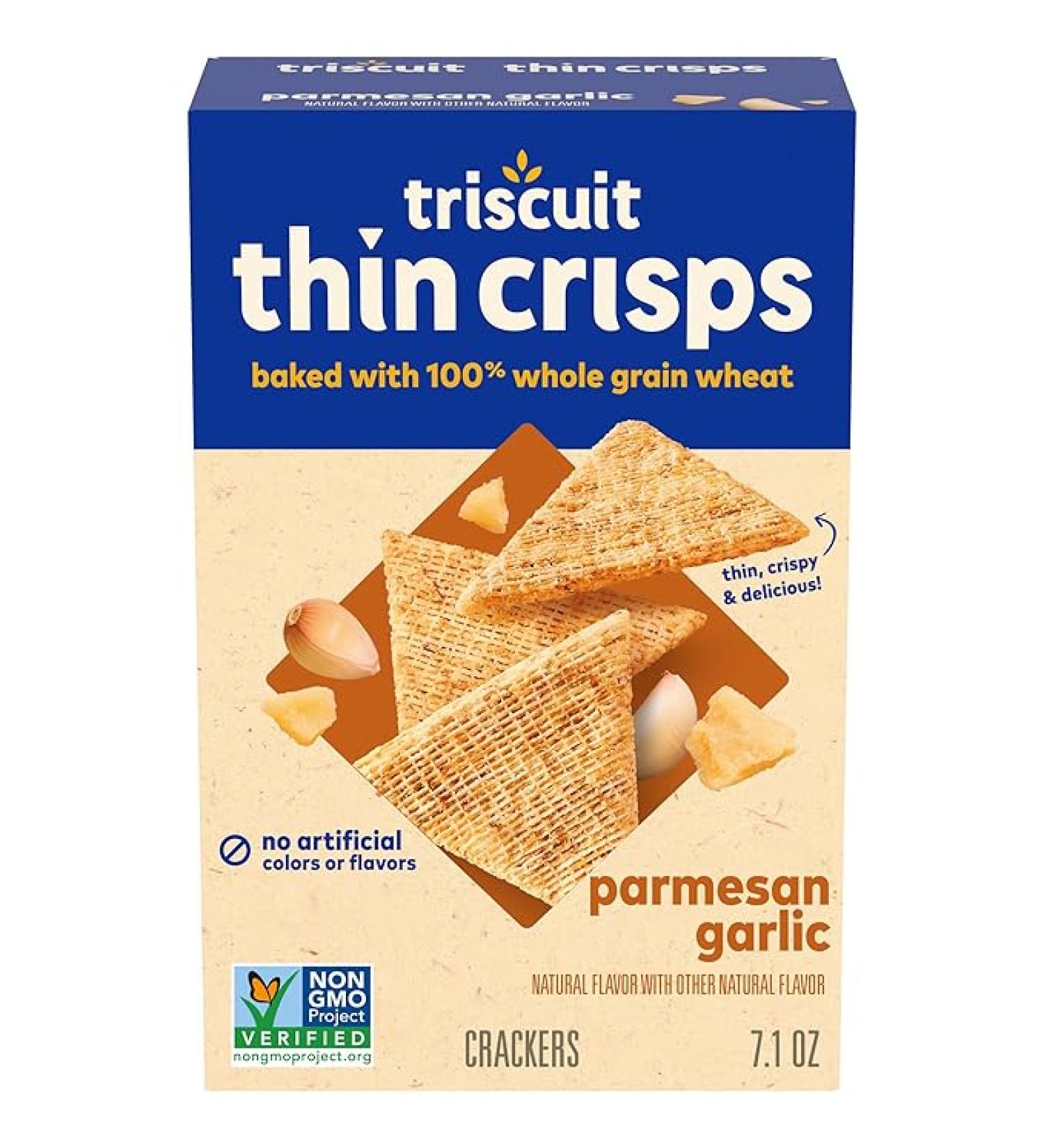 Triscuit Thin Crisps Parmesan Garlic Crackers 7.1 oz - Whole Grain Wheat, Savory Snack - Buy Online on GoSupps.com
