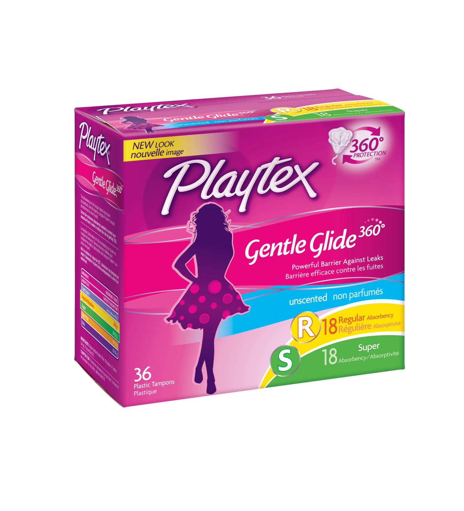 Playtex Gentle Glide Tampons Multi-Pack - 36 ct Unscented Regular and Super Absorbency - Buy Online on GoSupps.com
