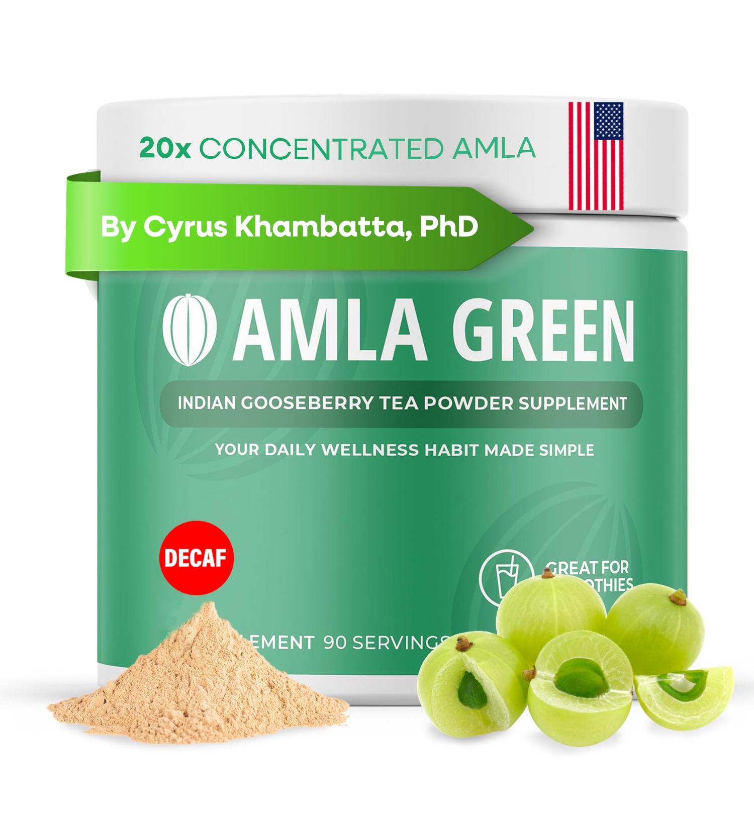 Amla Powder & Decaf Green Tea Superfood Supplement 20x Ultra Concentrated Amla Oolong Tea and Indian Gooseberries Organic Vegan 90 Servings 90 Servings (Pack of 1) - Buy Online on GoSupps.com