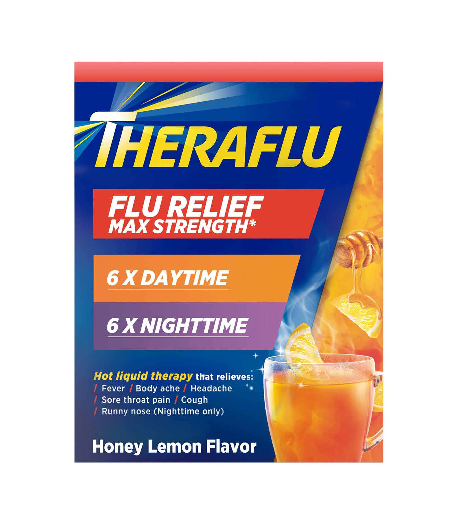 Theraflu Combo Daytime and Nighttime Severe Cold Relief Powder - Honey Lemon Flavor (12 Count) - Buy Online on GoSupps.com