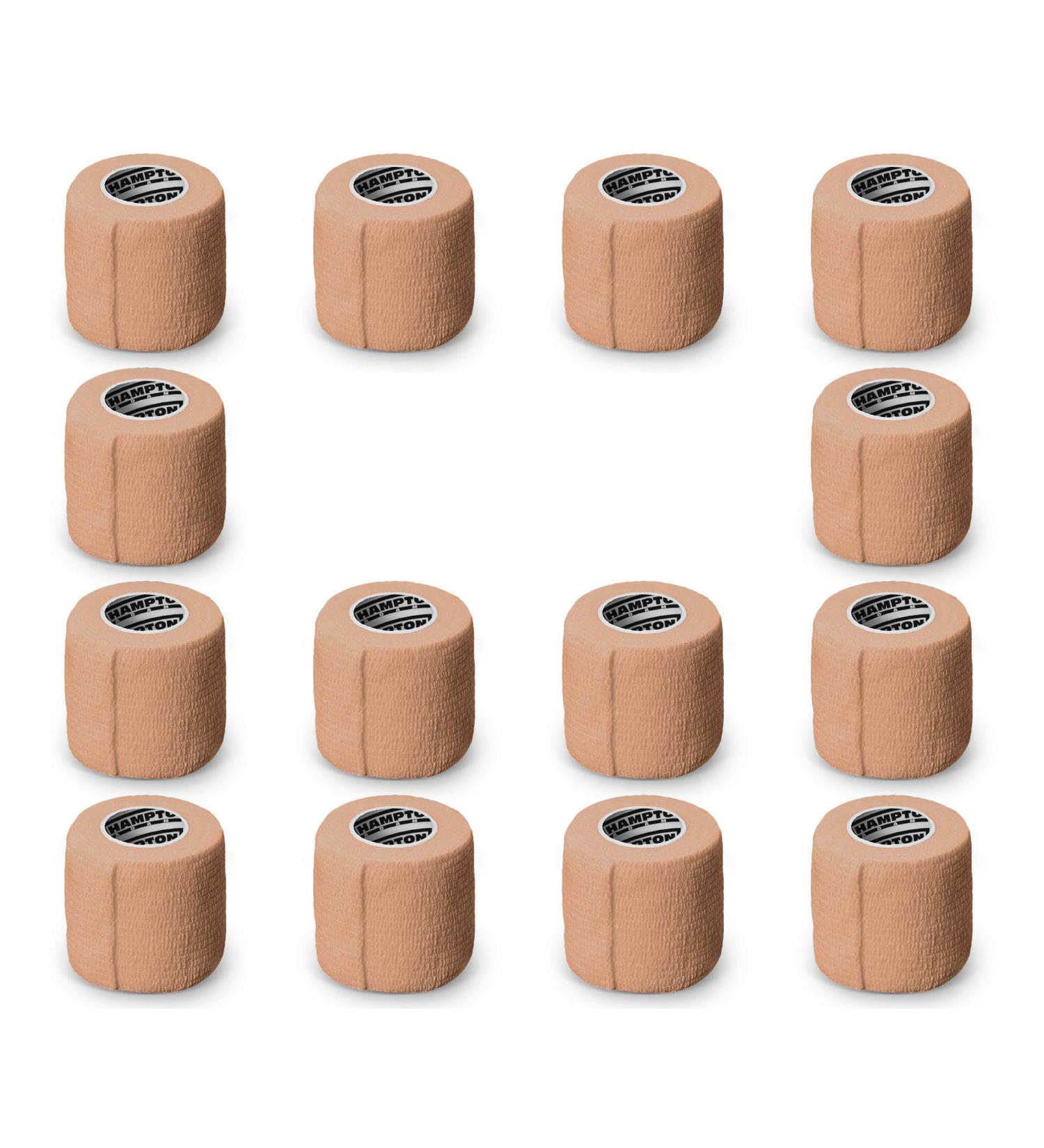 Beige Self Adhesive Bandage Wrap - 2 x 5 Yards - 14-Pack - Elastic Cohesive Wrap for Sports Injuries - Ideal for People & Pets - Buy Online on GoSupps.com