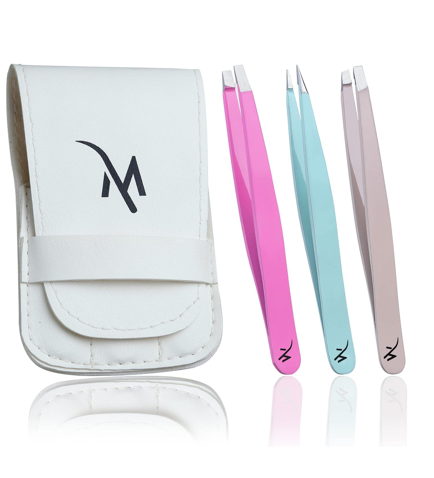 Professional 3-pc Tweezers Set for Eyebrow & Facial Hair Removal - Multicolor - Buy Online on GoSupps.com
