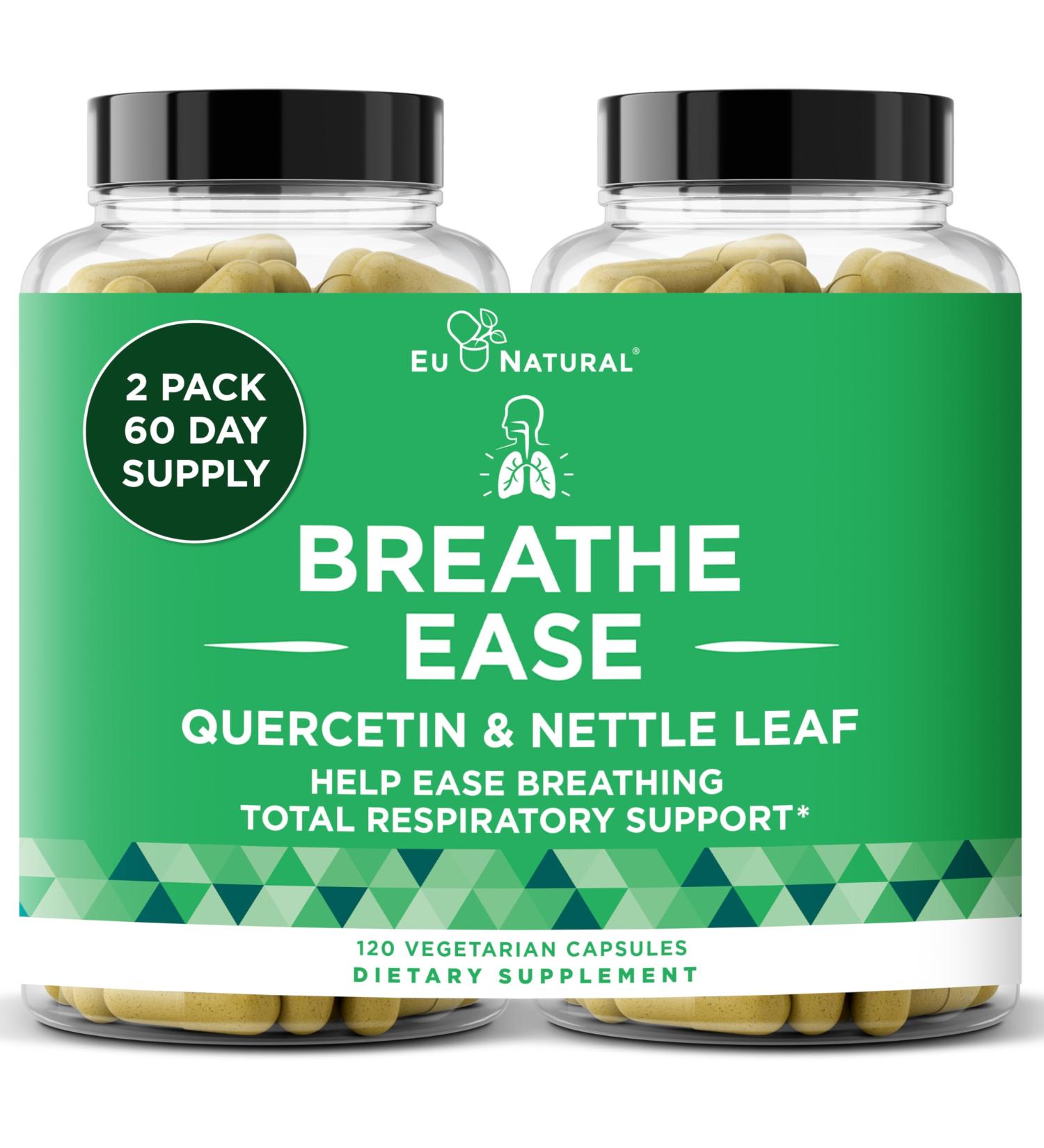 Breathe Inhaler Support Supplement Sinus Lungs Open & Clear Airways Seasonal Nasal Health Bronchial Wellness Healthy Chest Quercetin Vitamin D Bromelain Pills 120 Vegetarian Capsules 60 Count (Pack of 2) - Buy Online on GoSupps.com