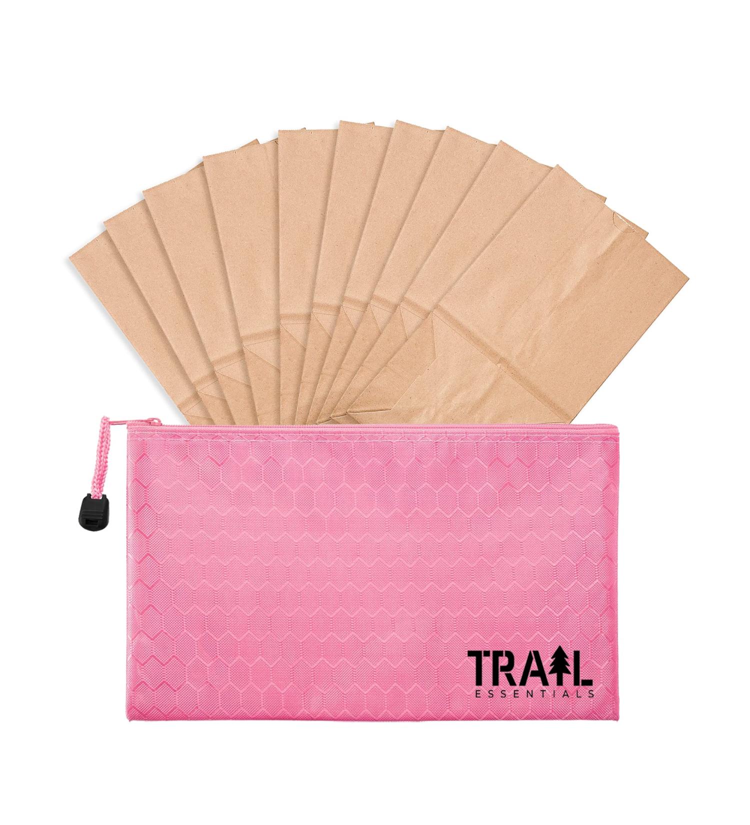 Trail Essentials Feminine Disposal Paper Bags - 100 Pack for Discreet Tampon, Pad, and Liner Disposal (Pink) - Buy Online on GoSupps.com